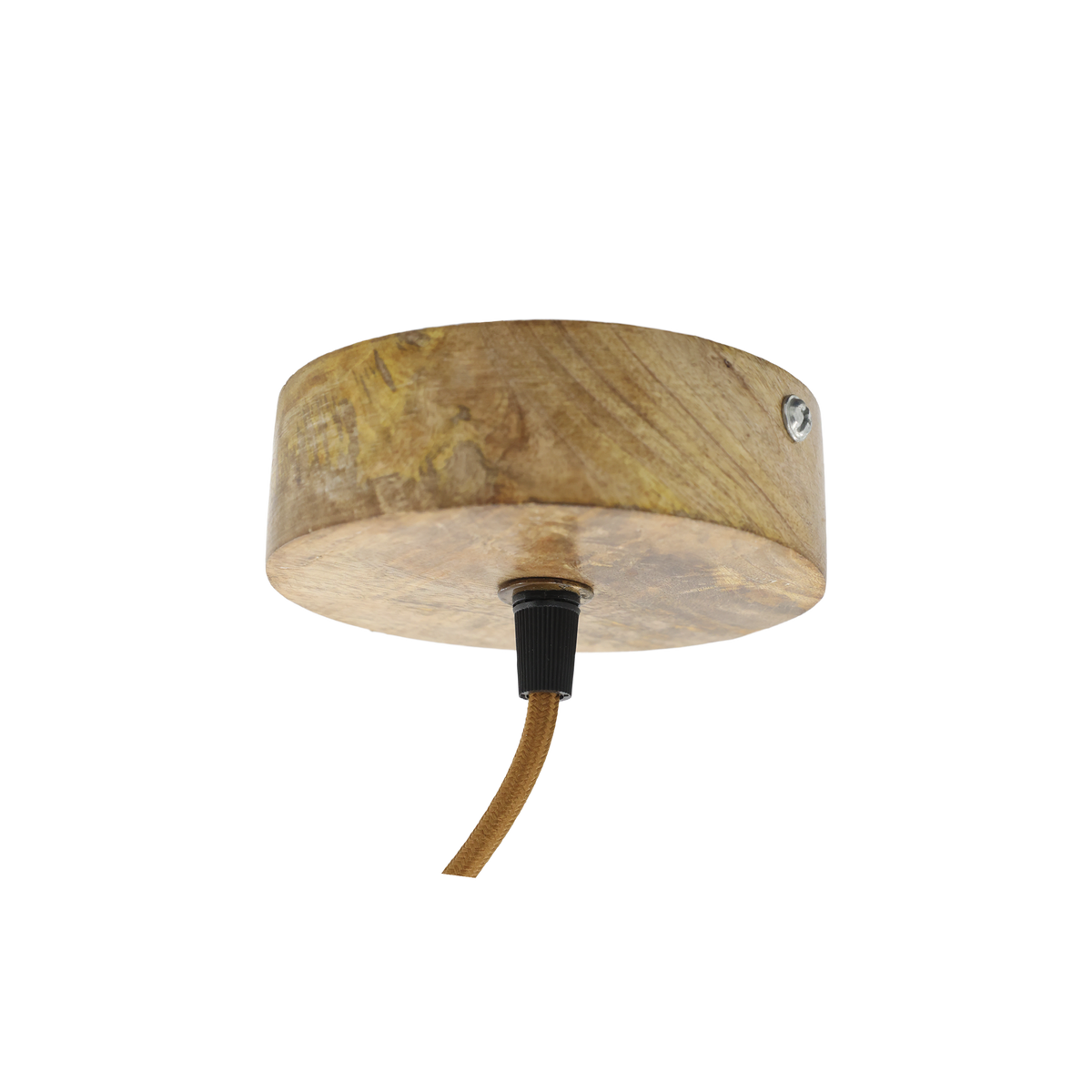 Lampe mit Holzzierhülse aus Glas und Mangoholz, 31 cm hoch