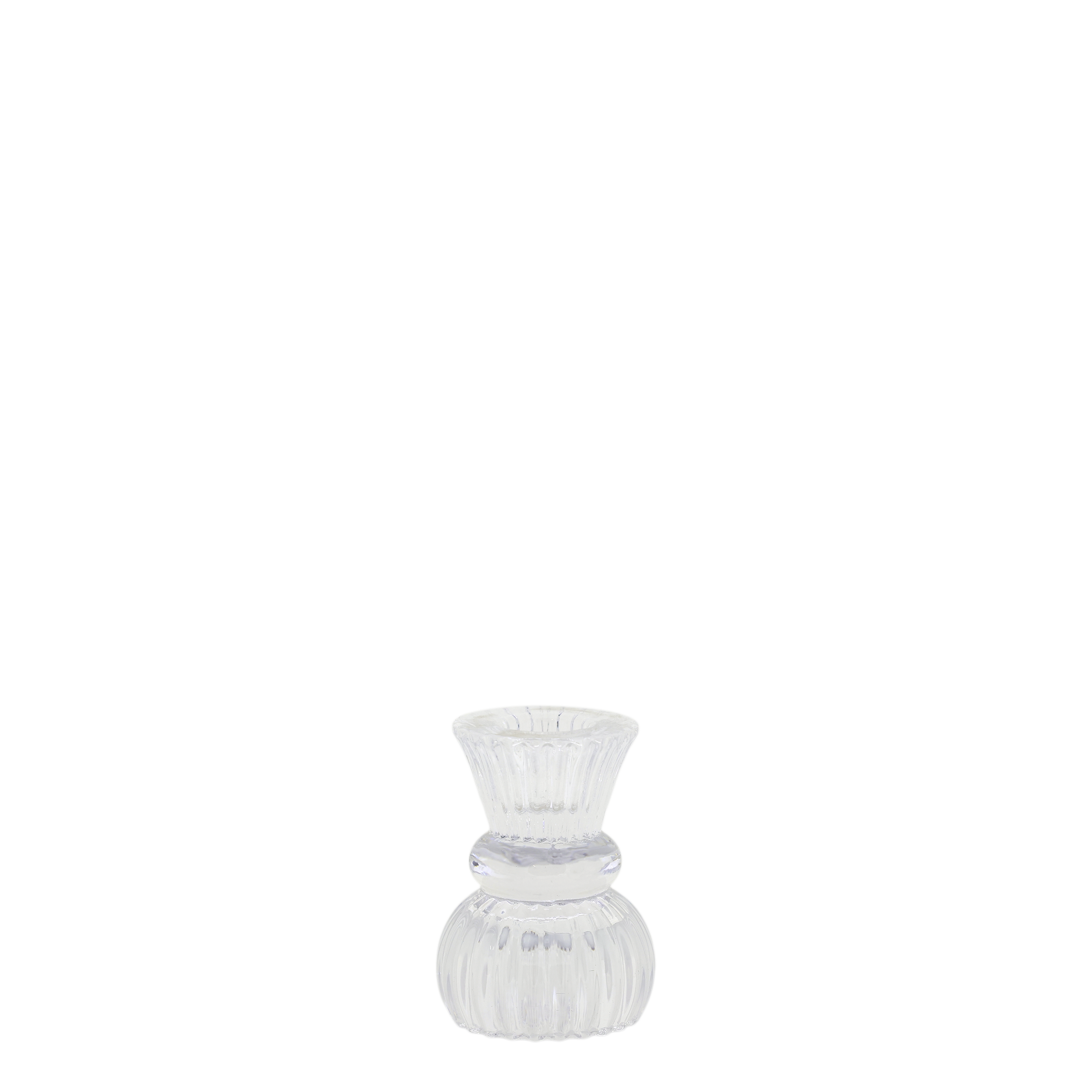 Kerzenständer aus Glas mit Rillen, 8,5 cm hoch