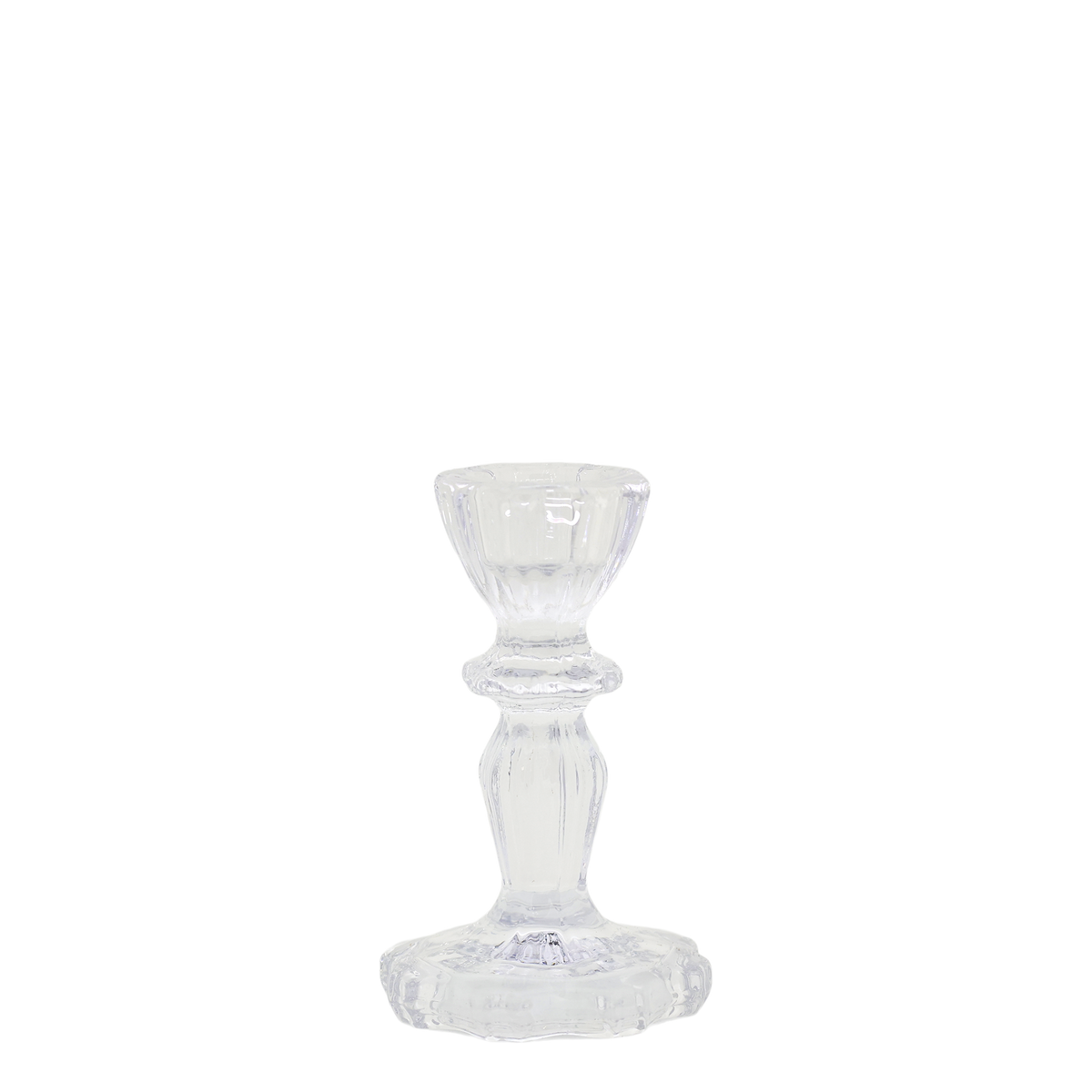 Kerzenständer aus Glas mit Rillen, 11 cm hoch