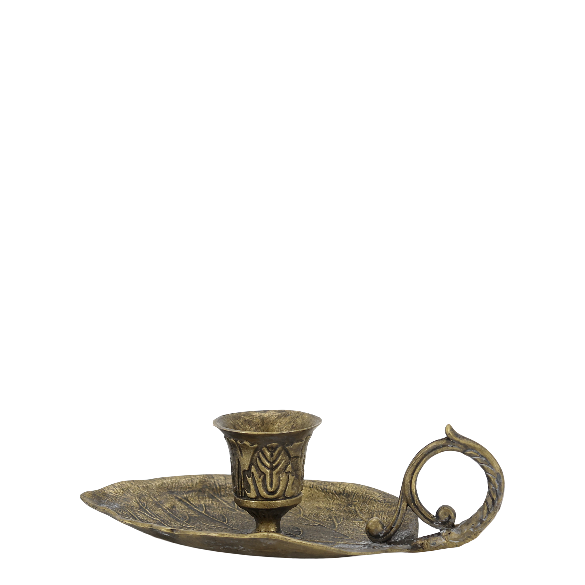 Kammerleuchter mit Blatt in Antique Messing