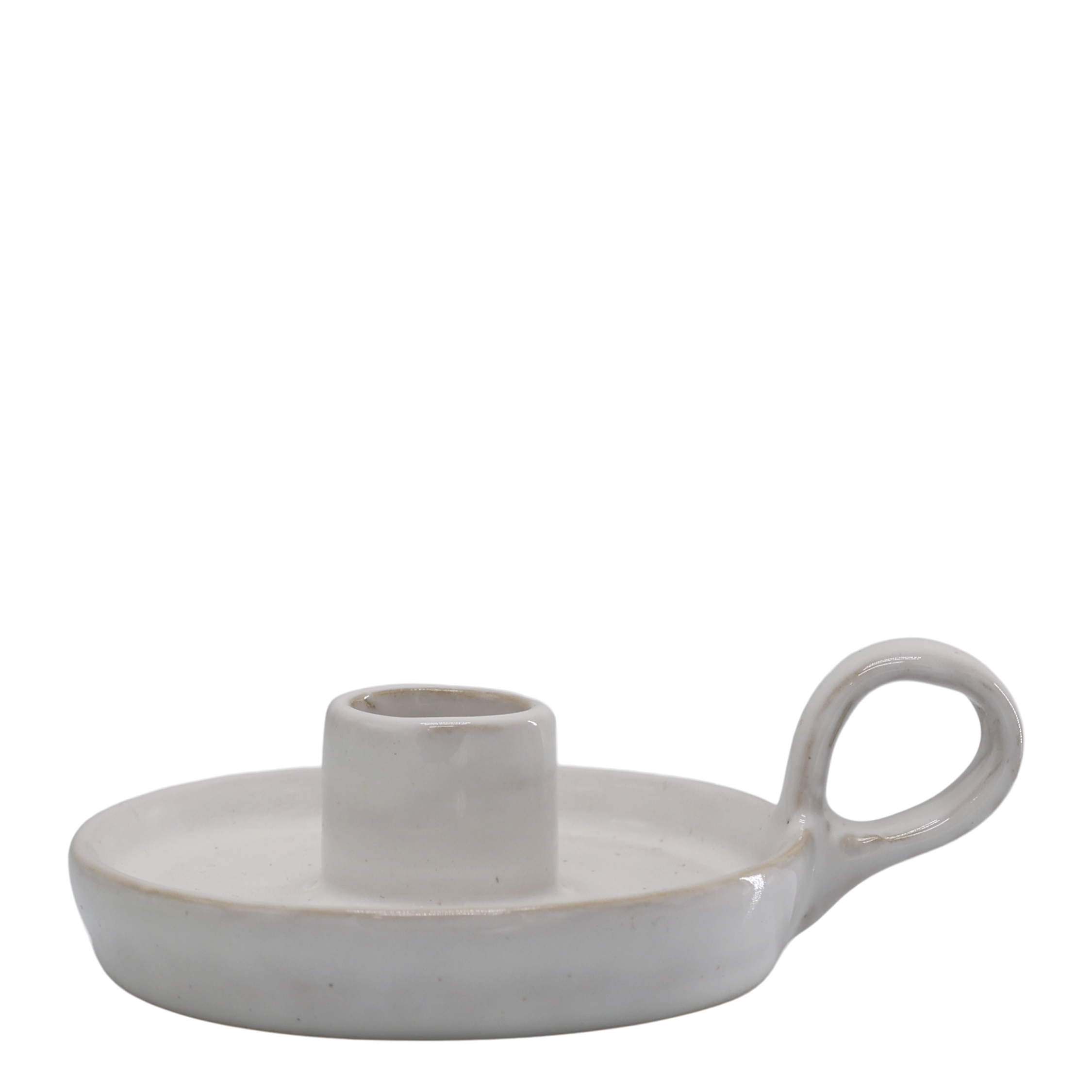 Kammerleuchter aus Steingut, creme, 4,5 cm hoch