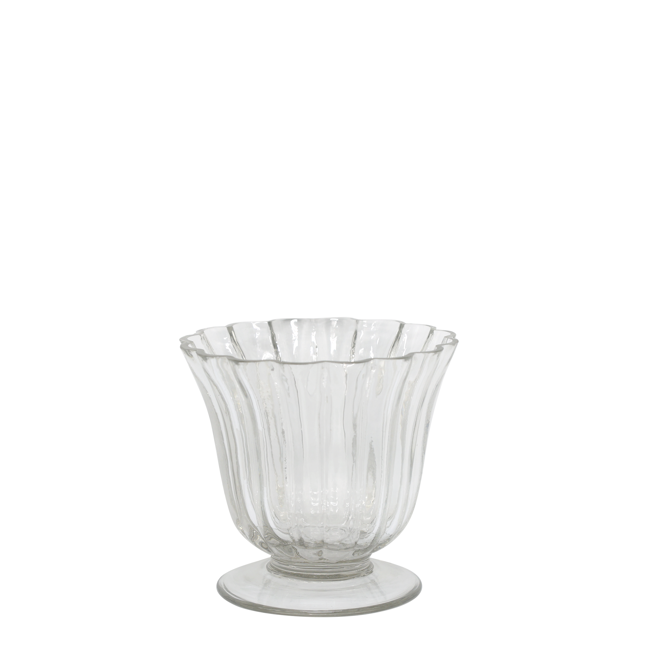 Windlicht auf Fuß aus Glas, 12 cm hoch, klar