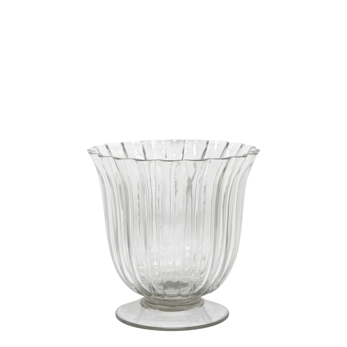 Windlicht auf Fuß aus Glas, 15,5 cm hoch