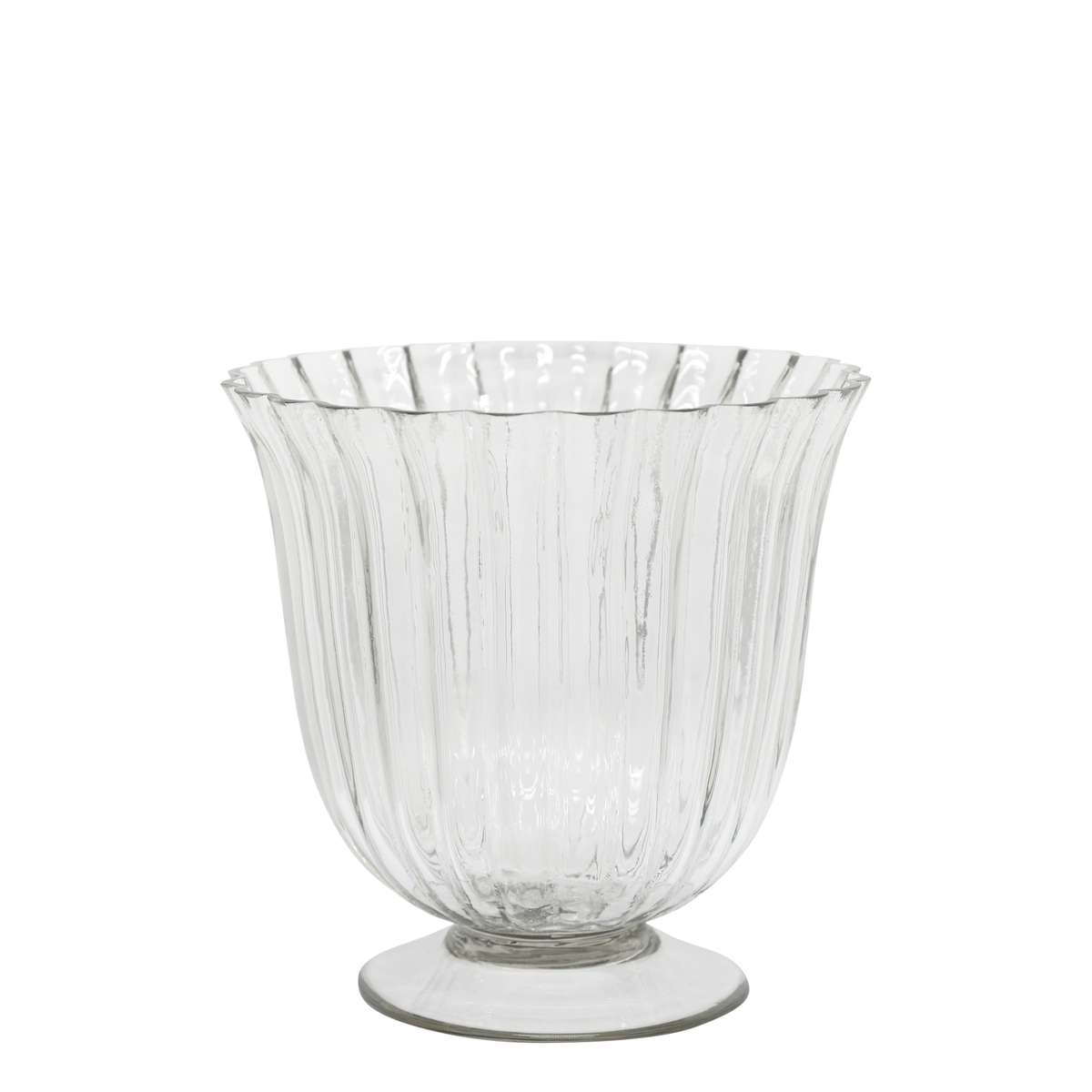 Windlicht auf Fuß aus Glas, 19 cm hoch, klar
