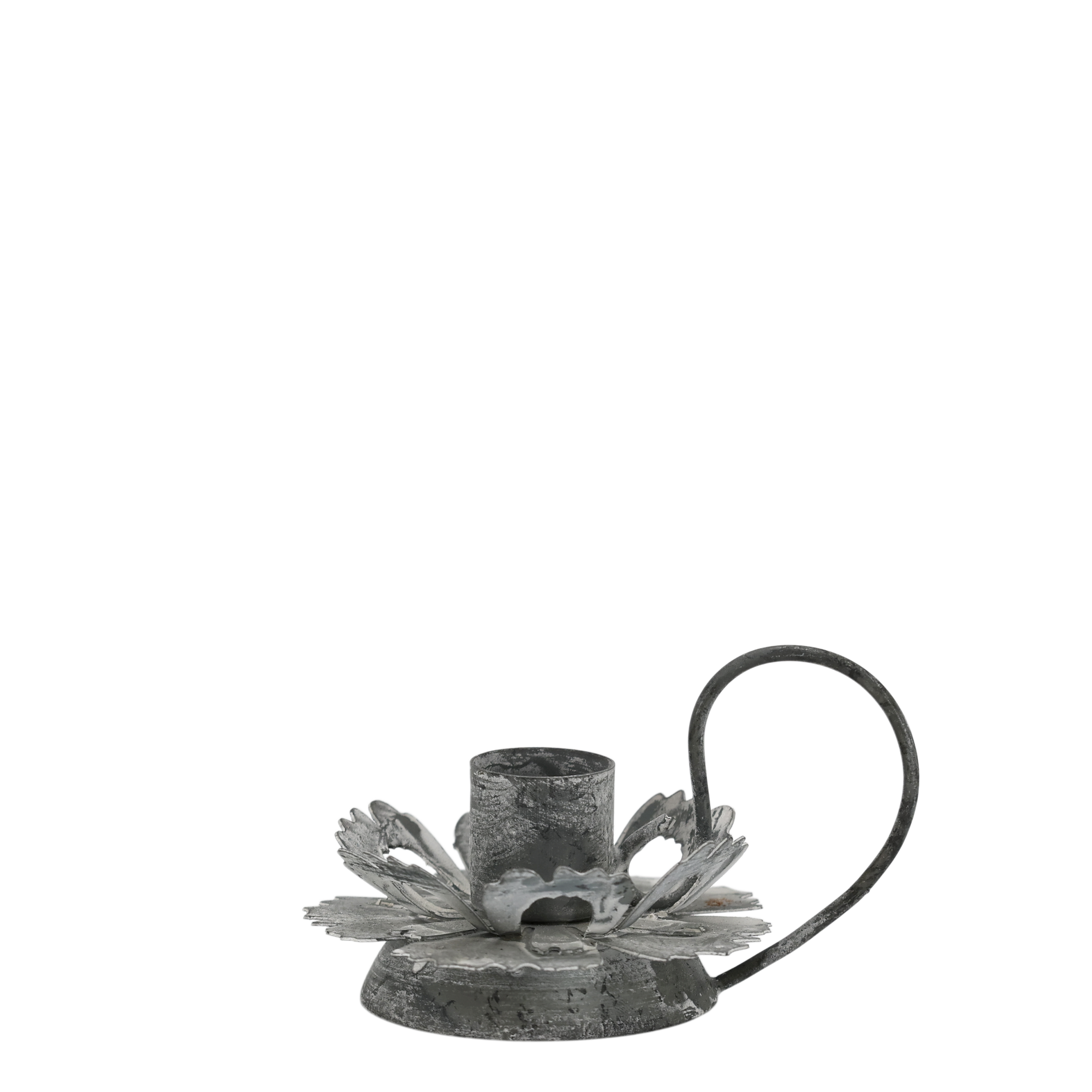 Kammerleuchter aus Eisen in Antique Zink, 6,5 cm hoch