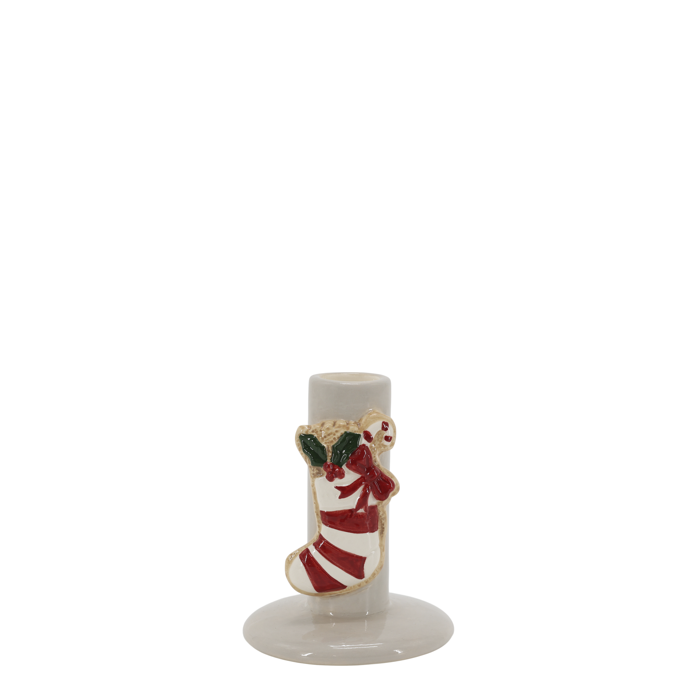 Kerzenständer mit Weihnachtsstrumpf, creme, Dolomit