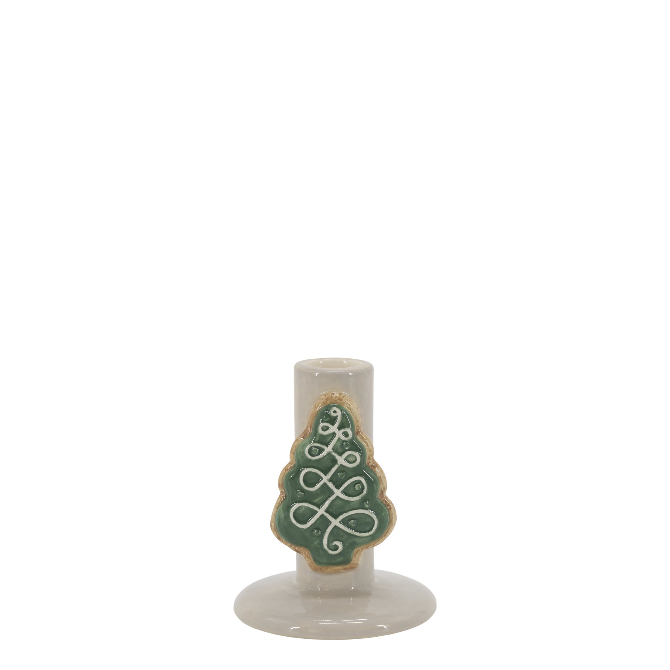 Kerzenständer mit Weihnachtsbaum, creme, 10 cm hoch