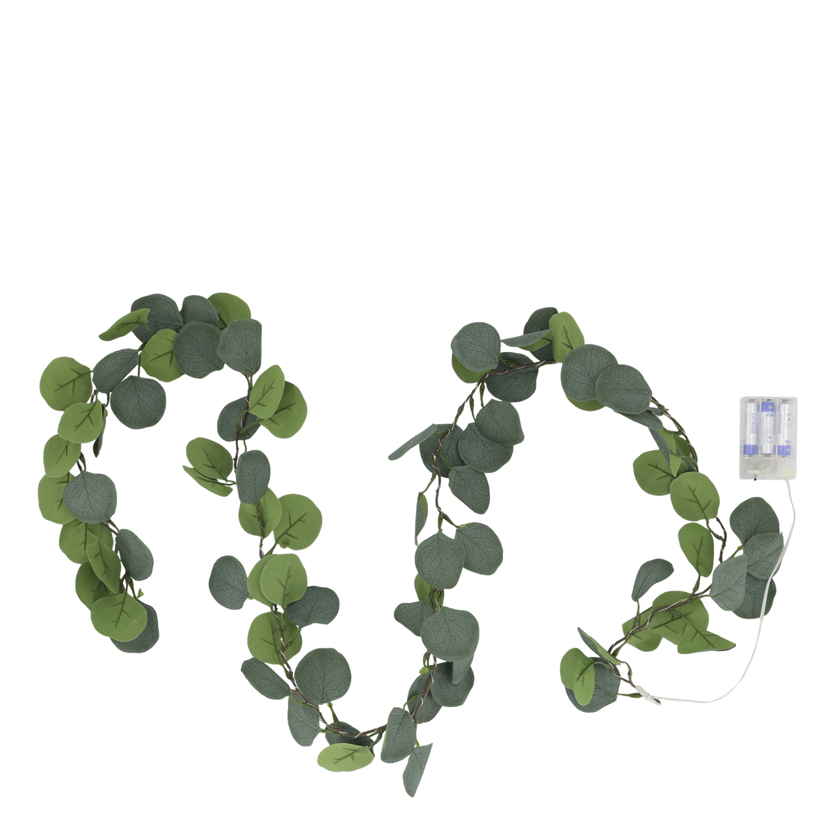 LED Lichterkette mit Eukalyptusblättern, 190 cm, grün