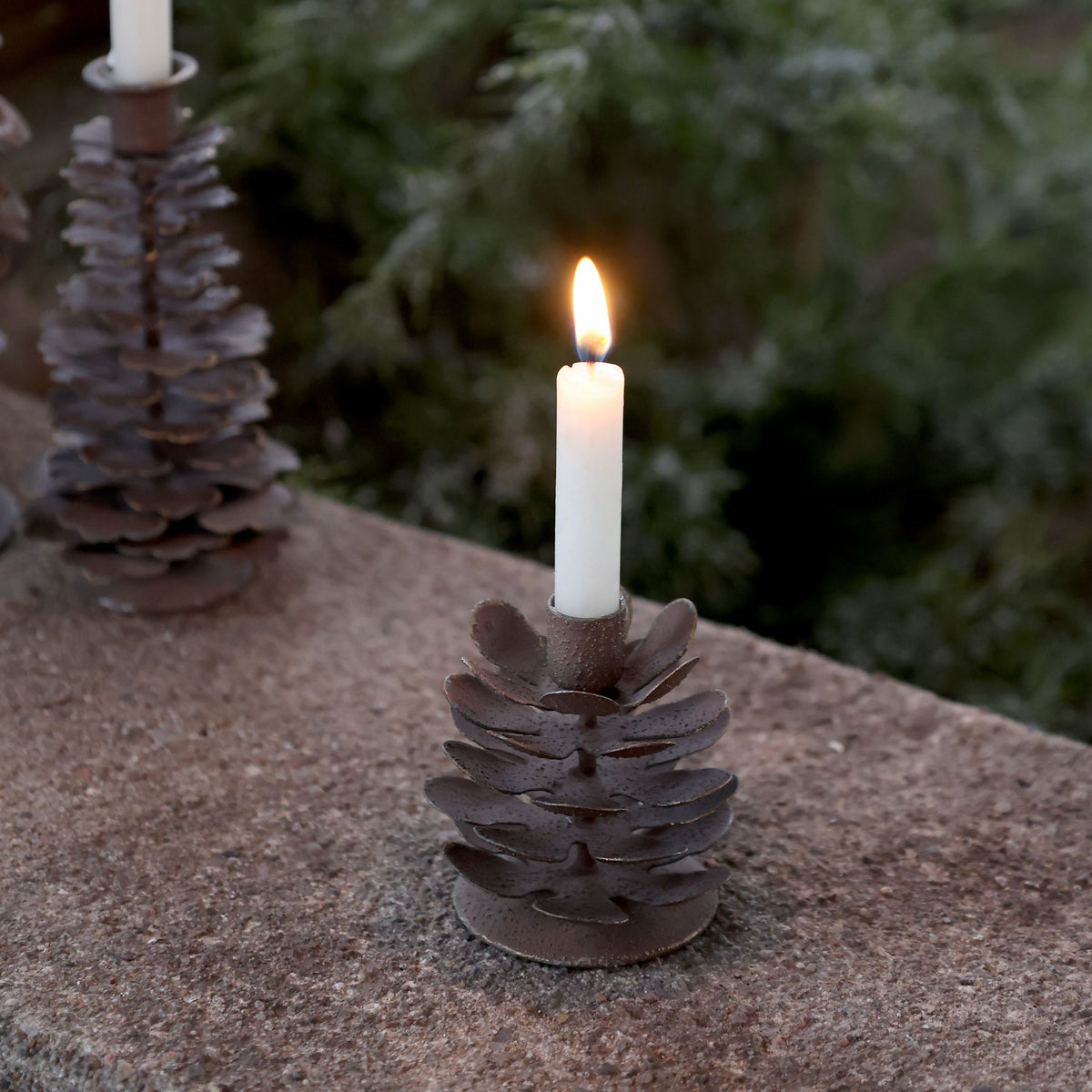 Kerzenständer Zapfen für Spitzkerzen, Eisen, Antique Mokka