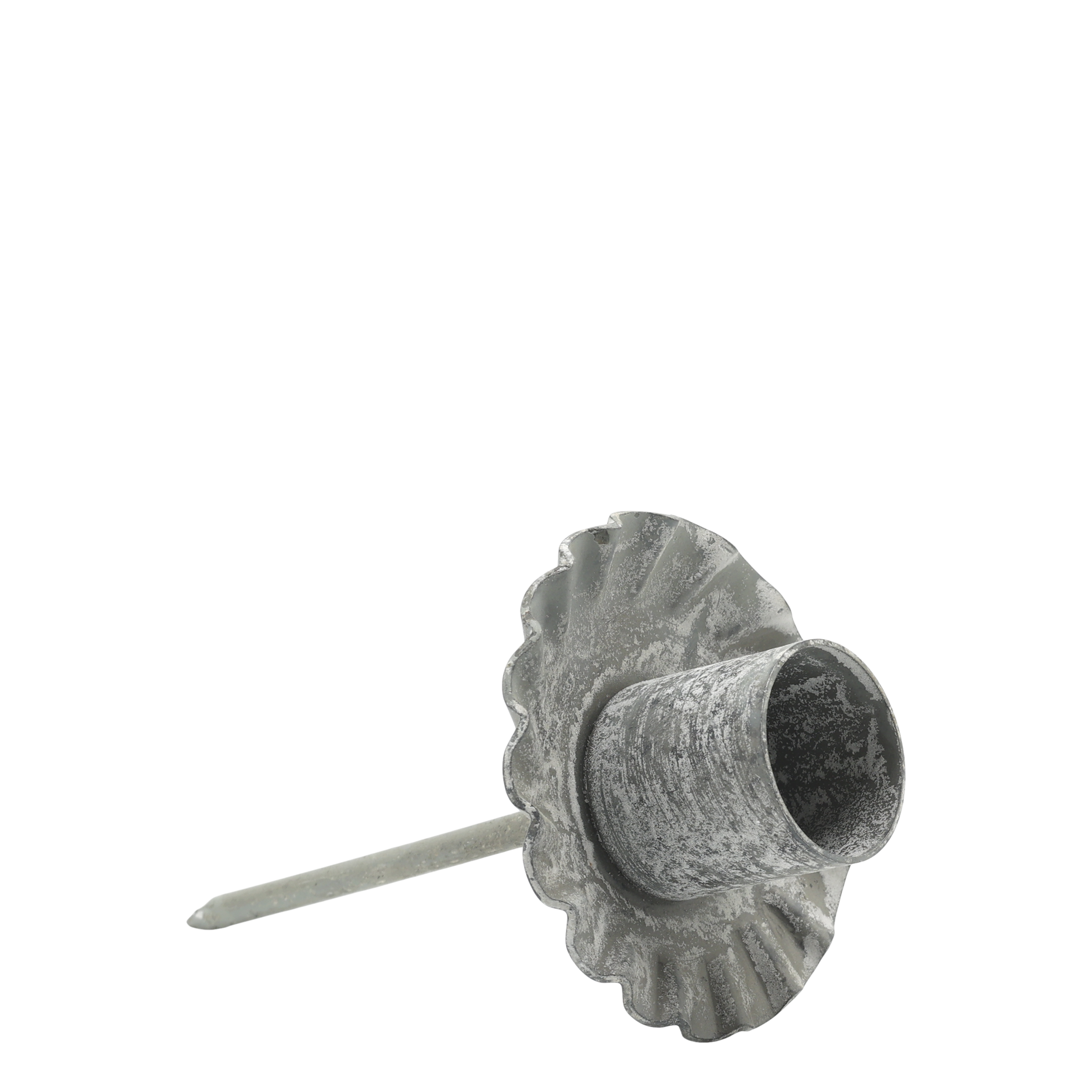Kerzenhalter mit Spieß für Stabkerzen, antique zink