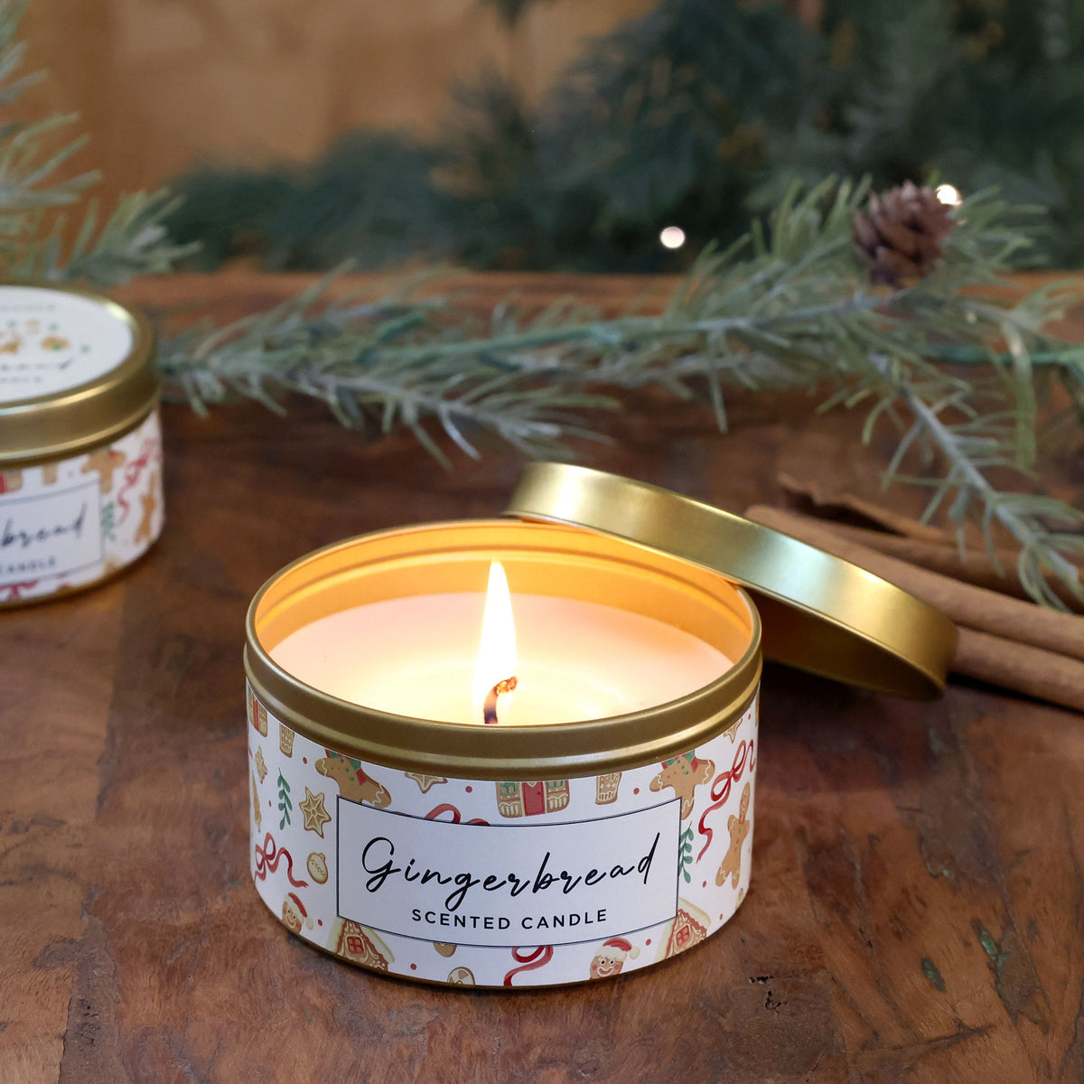 Duftkerze in Zinn mit Gingerbread-Duft, 5 cm hoch