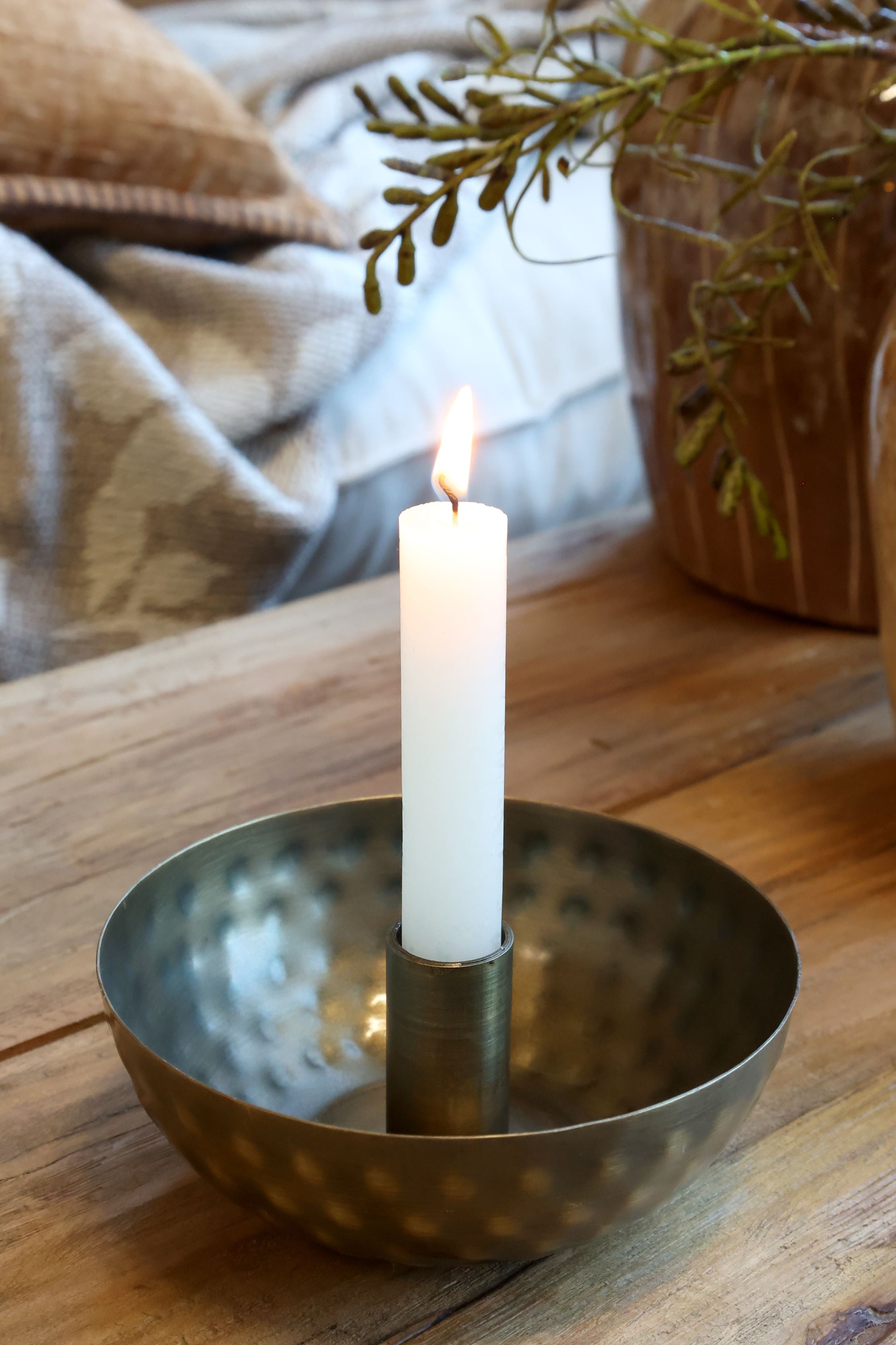 Kerzenständer aus Eisen, antik messing, Höhe 6 cm