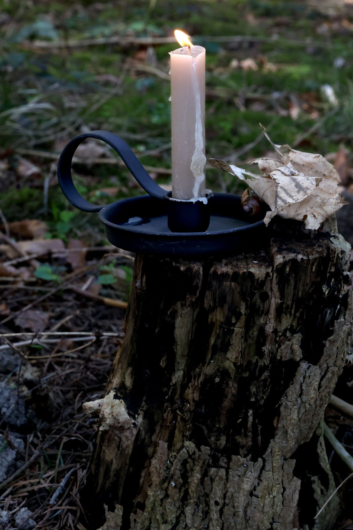 Kammerleuchter aus Eisen, antique schwarz, für Stabkerzen