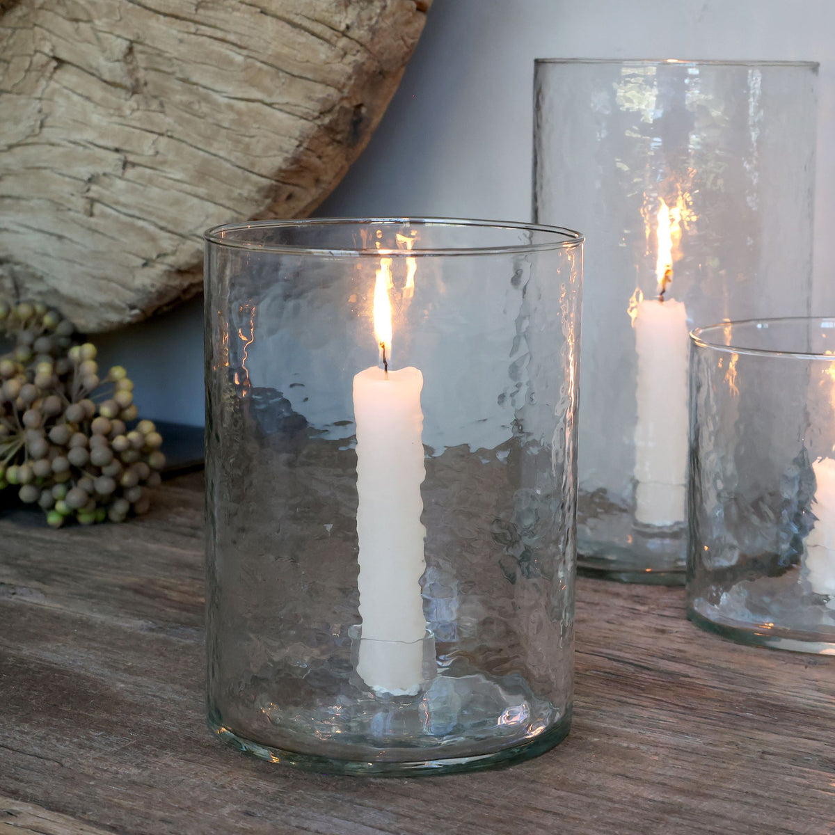 Windlicht aus Glas, 15 cm hoch, klar