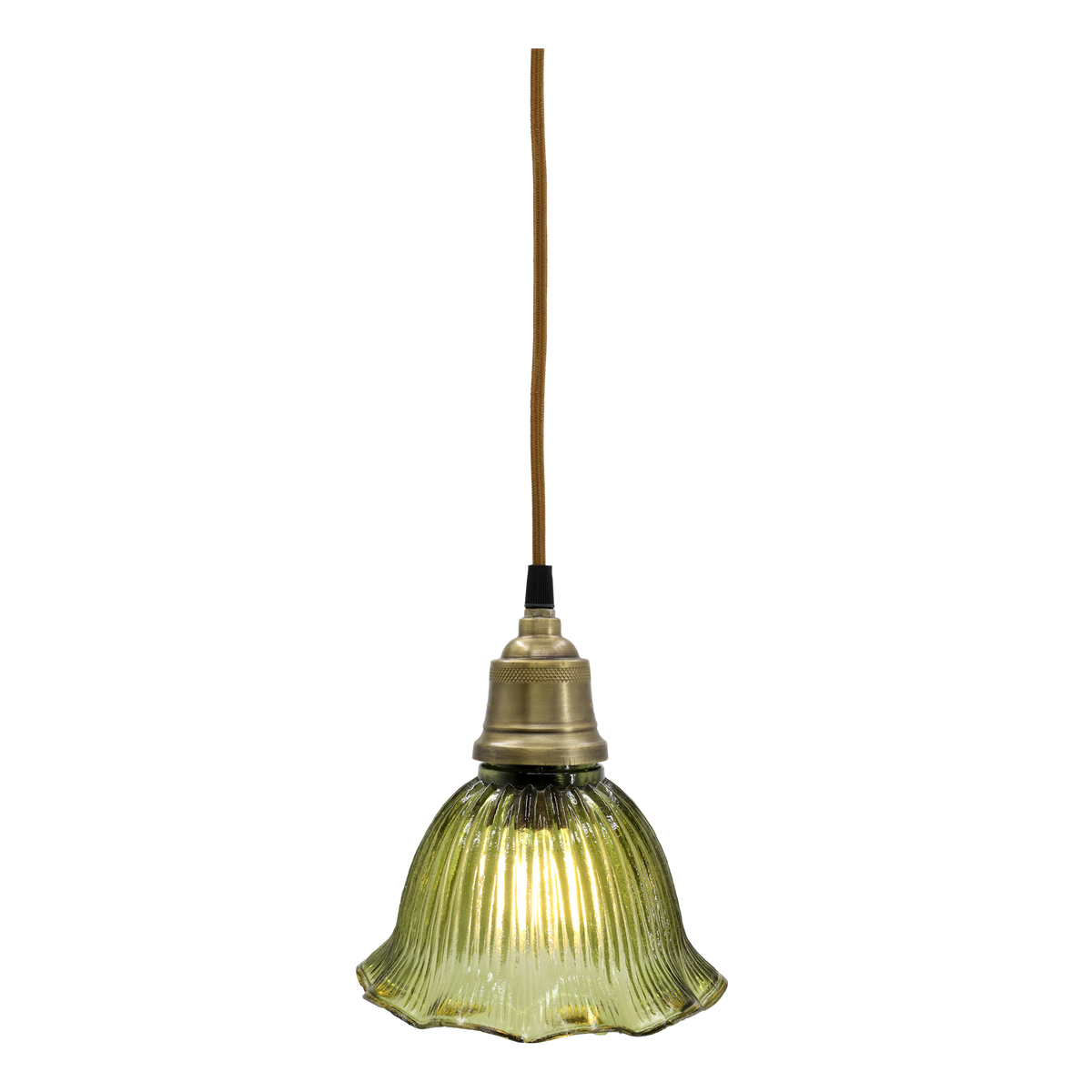 Lampe mit Messingoberfläche, oliv, 18 cm hoch