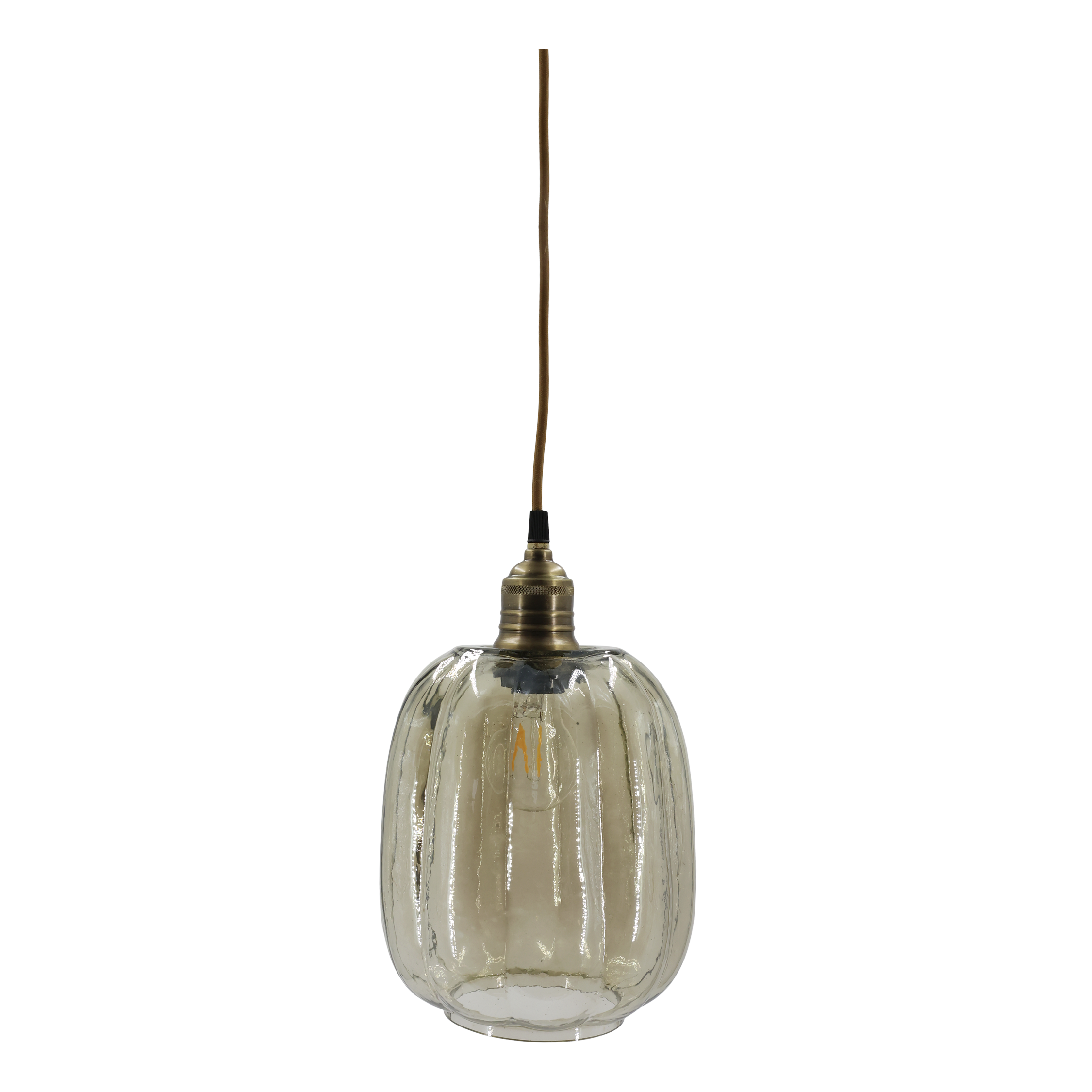 Lampe mit Messingoberfläche, rauchfarben, 29 cm hoch