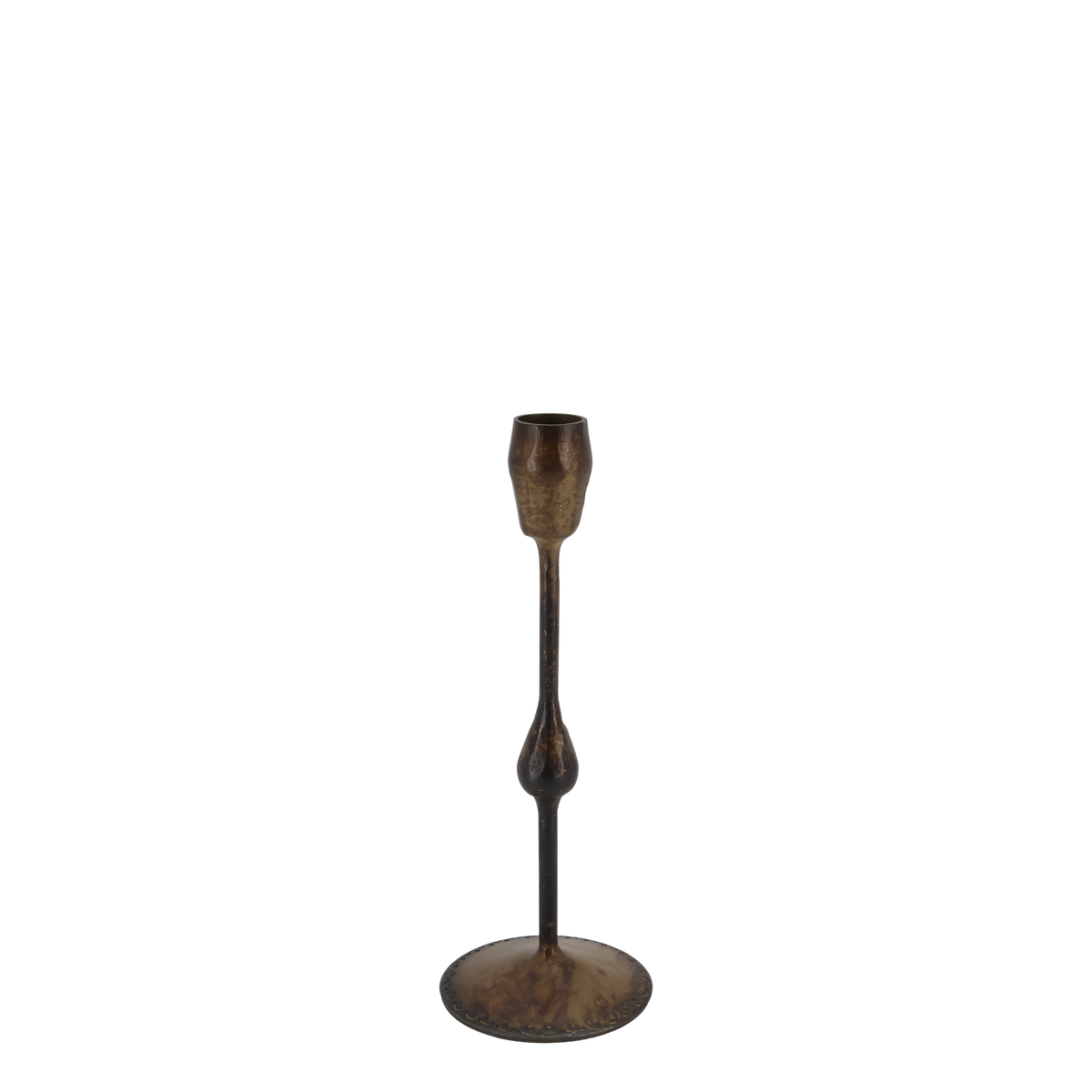 Kerzenständer aus Eisen, Antik-Messing, 23 cm hoch