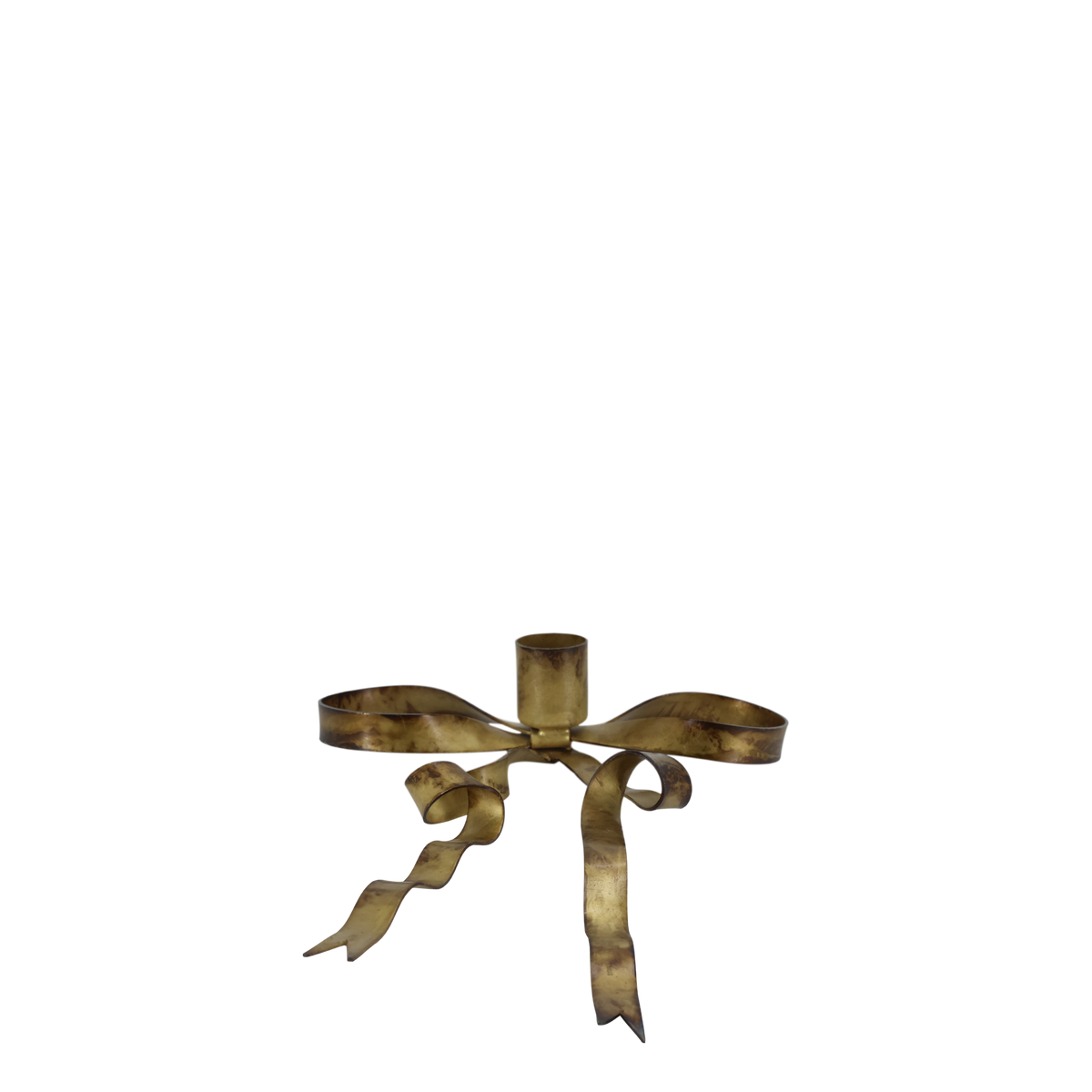 Kerzenständer mit Schleife, antik messing, 14,5 cm breit