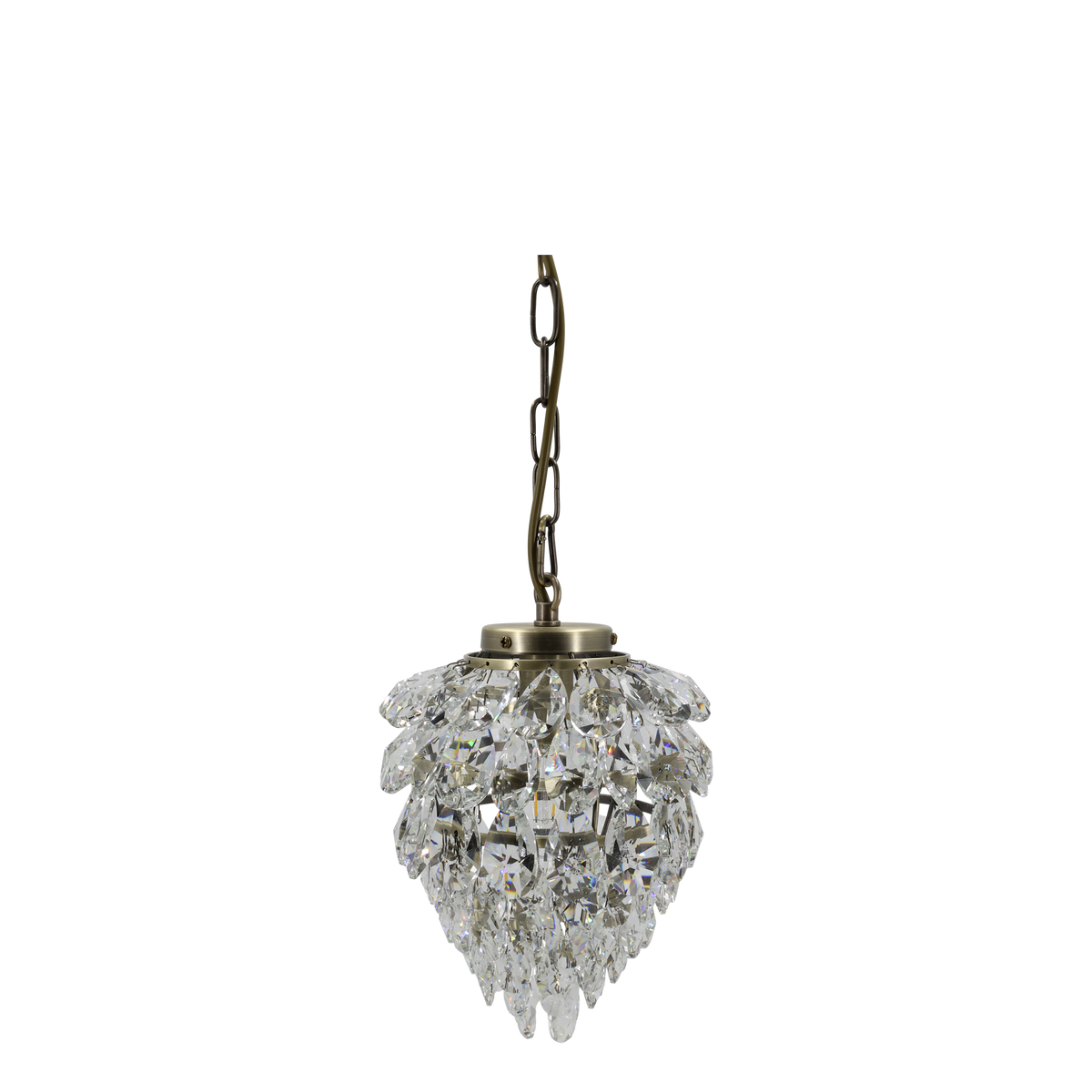 Kronleuchter Versailles mit Glasprismen, antique messing