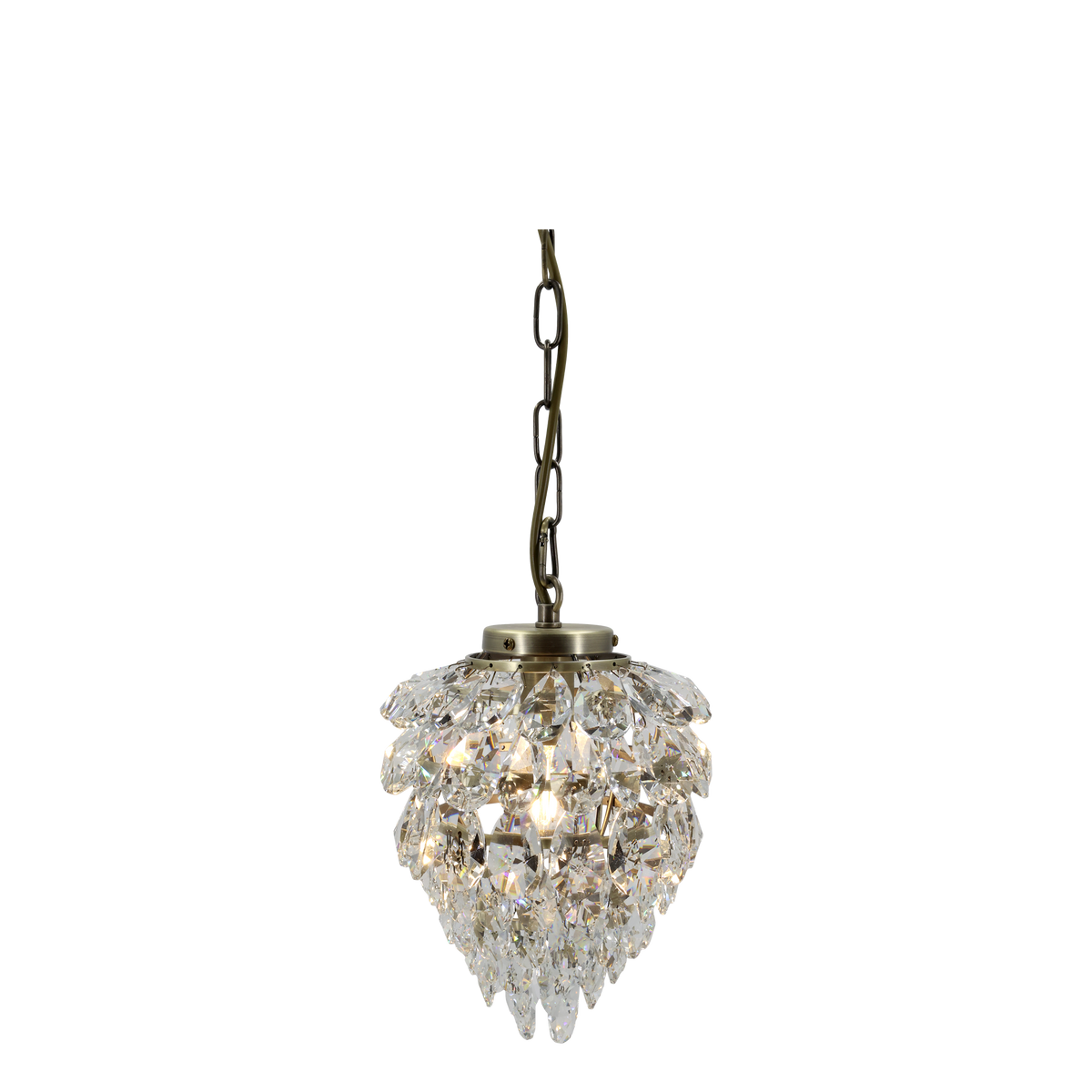 Kronleuchter Versailles mit Glasprismen, antique messing
