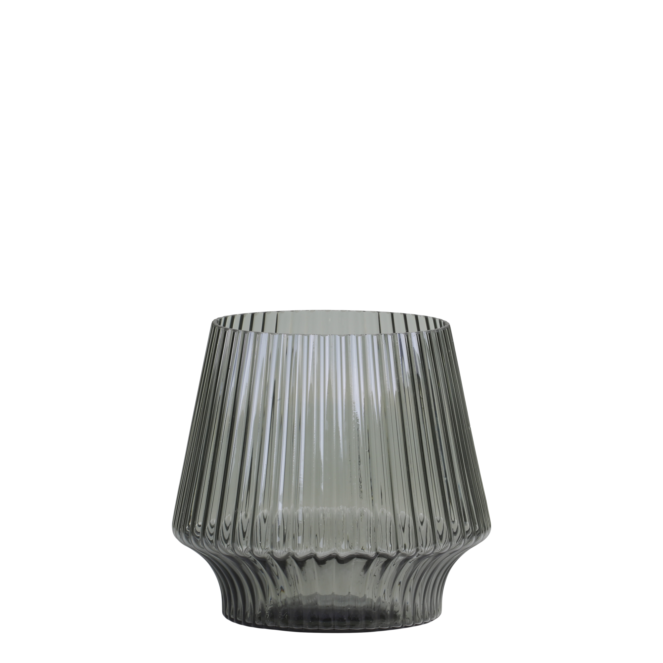 Vase mit Rillen in Kohle, 17 cm hoch