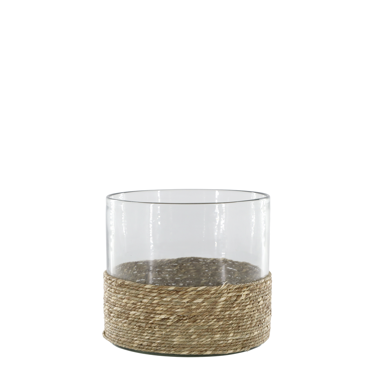 Windlicht aus Glas mit Jute-Boden, 17 cm hoch