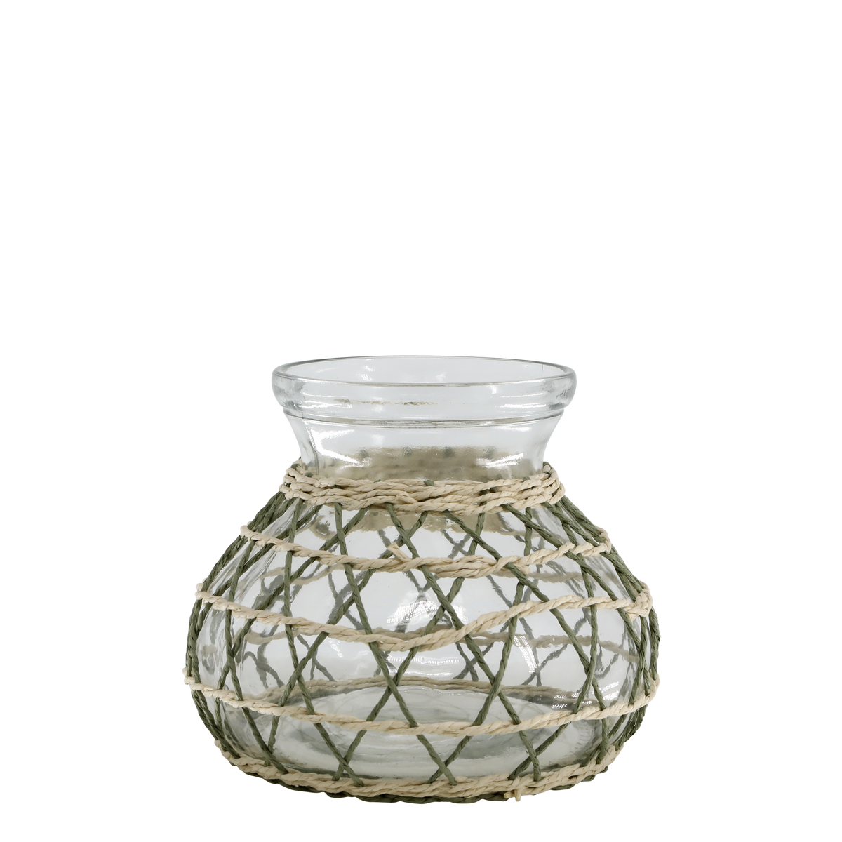 Windlicht aus Glas mit Schnur, 18 cm Durchmesser