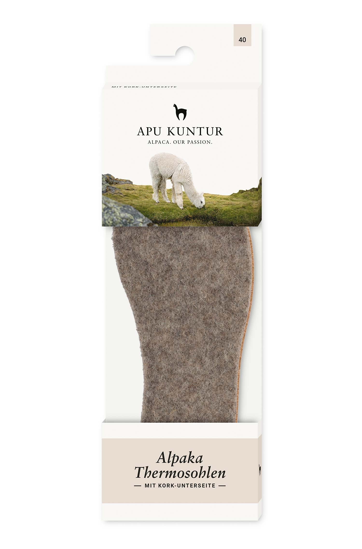 Alpaka Sohlen THERMO mit Kork-Unterseite