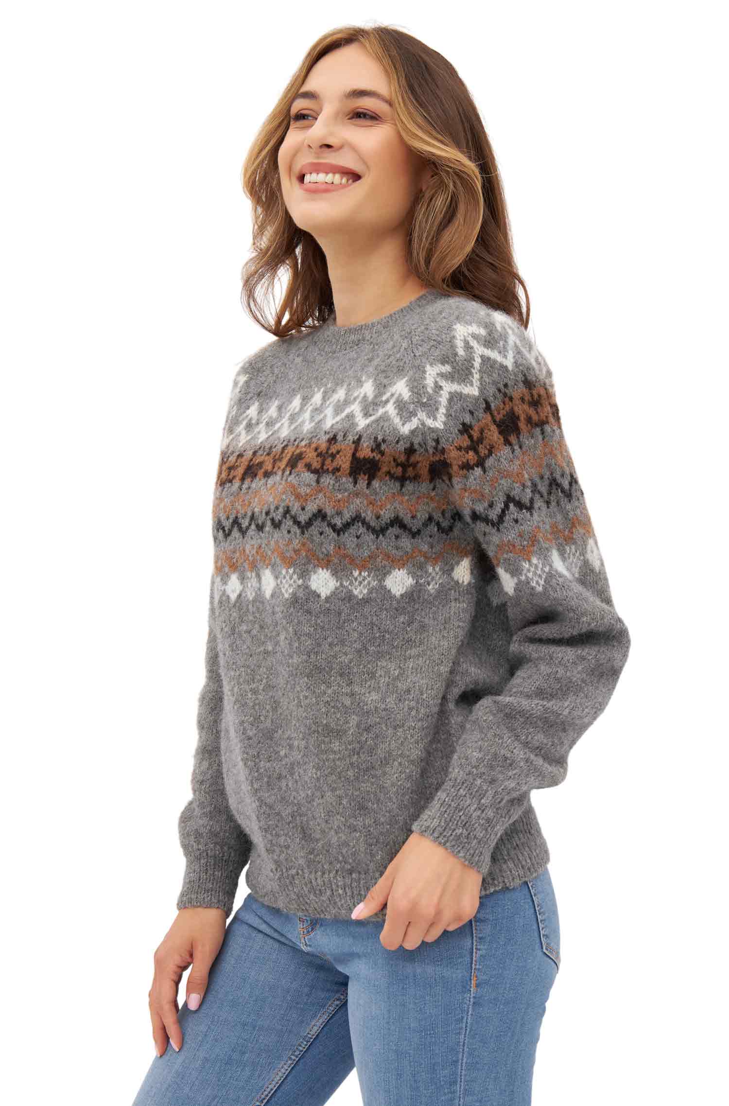Alpaka Damen Pullover NATURA aus ungefärbtem Alpaka