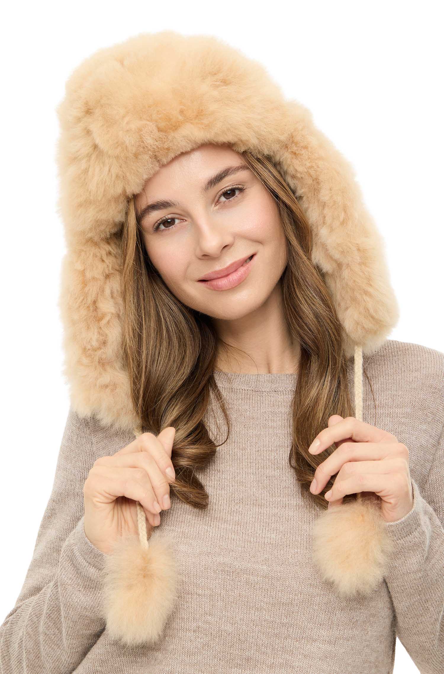 Alpaka Flieger Fellmütze aus 100% Alpaka Fell