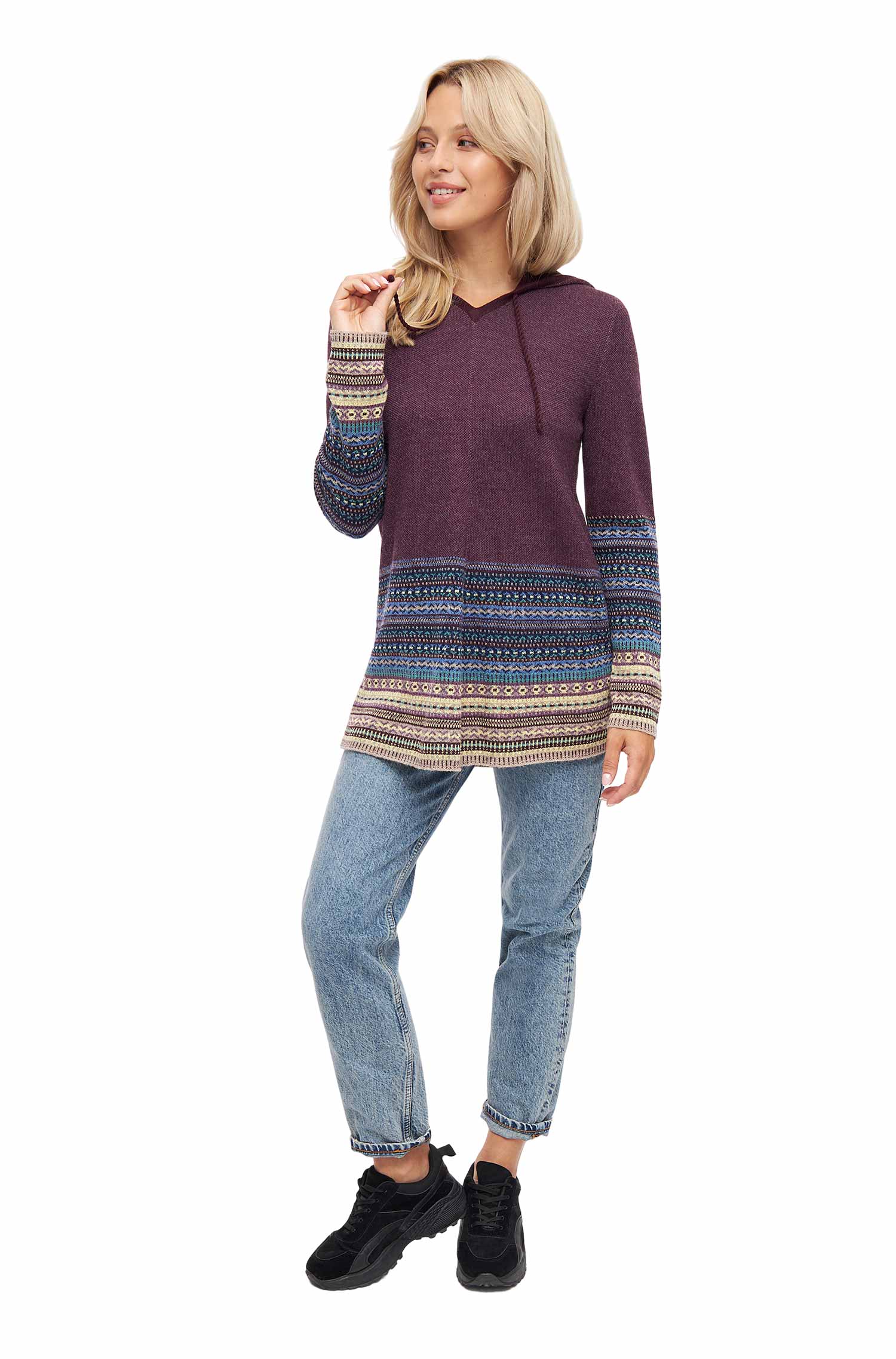 Alpaka Kapuzen Pullover DILAYA aus 100% Baby Alpaka