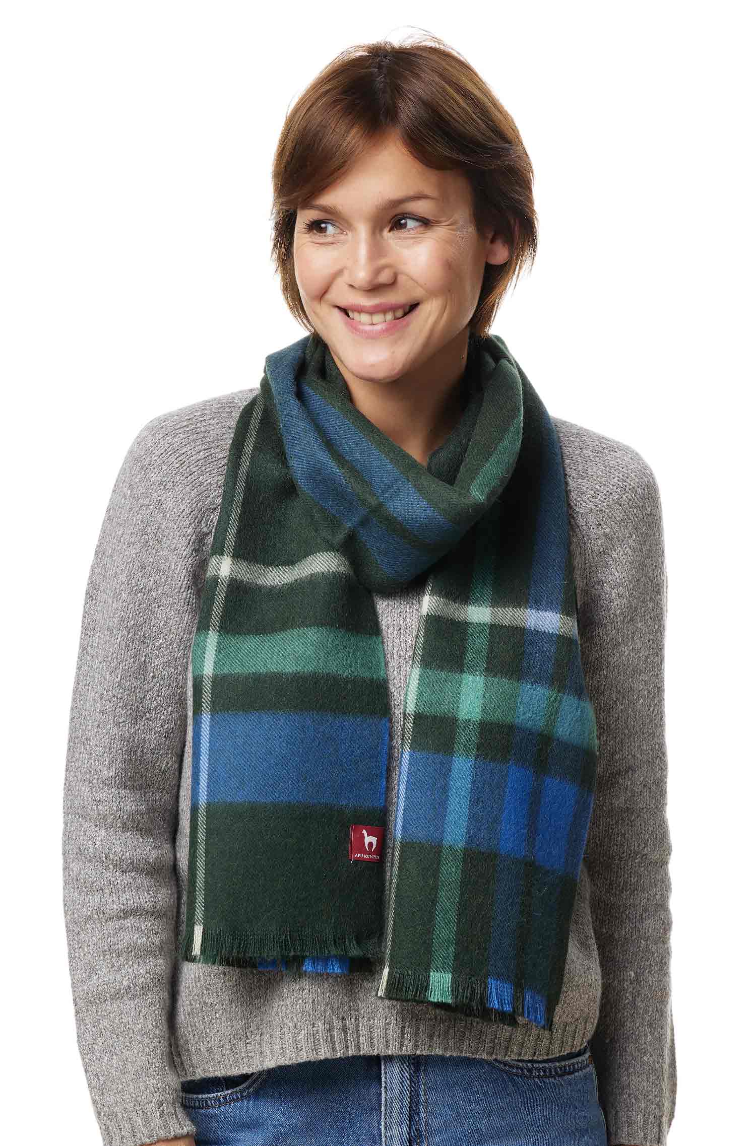 Alpaka Karo Webschal PADRINO aus 100% Baby Alpaka