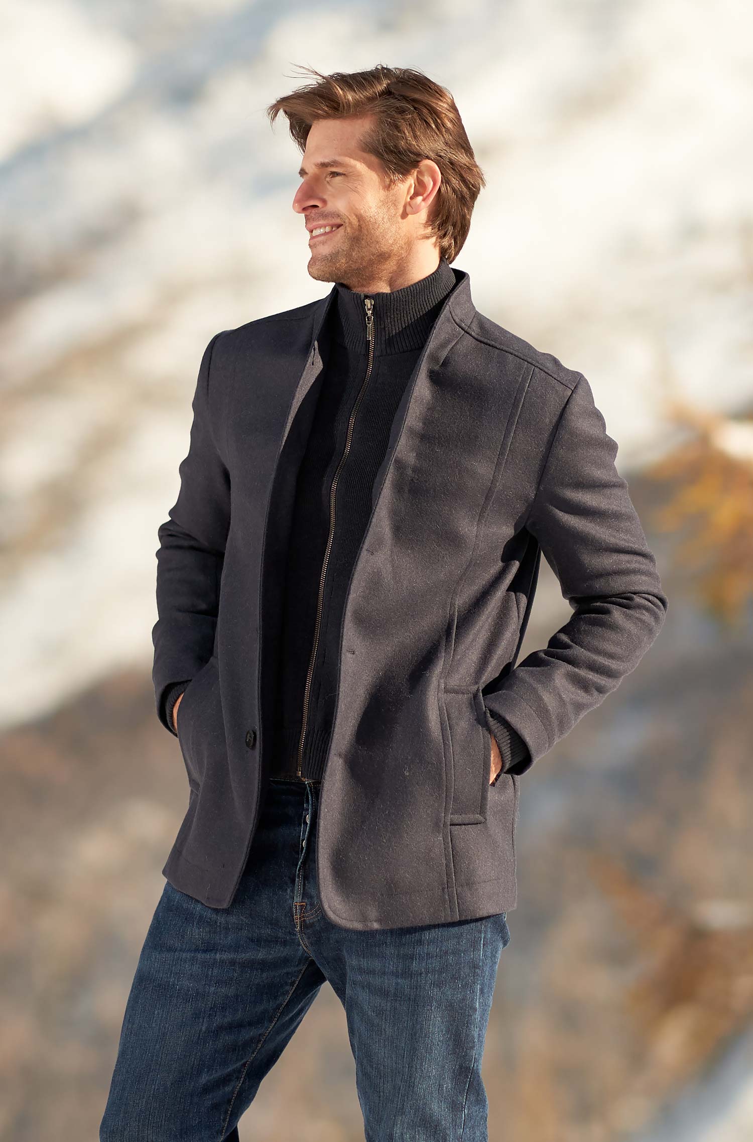 Alpaka Mantel PABLO aus Alpaka und Woll-Mix