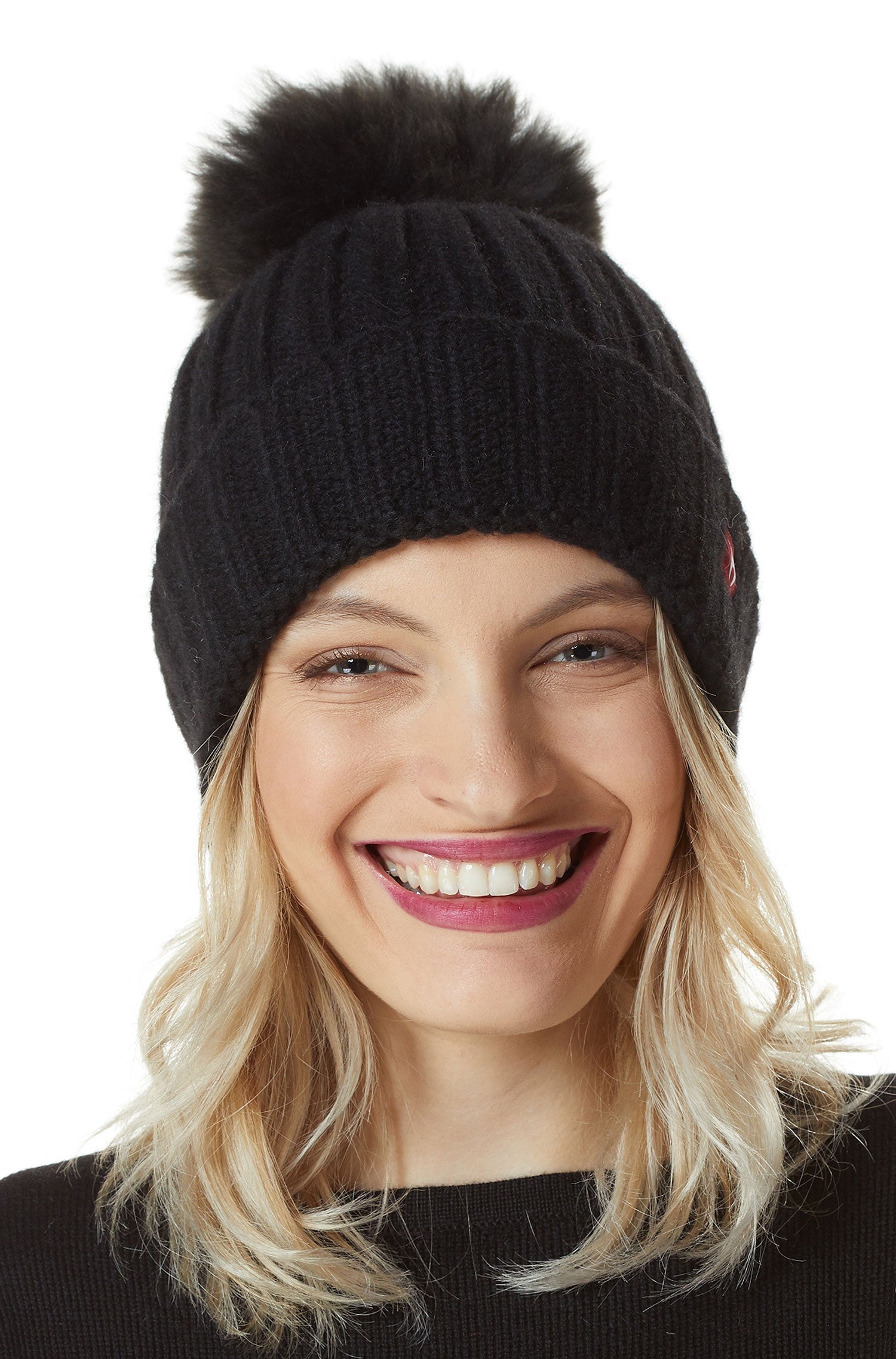 Alpaka Mütze BIANCA mit Bommel aus Baby Alpaka und Woll-Mix