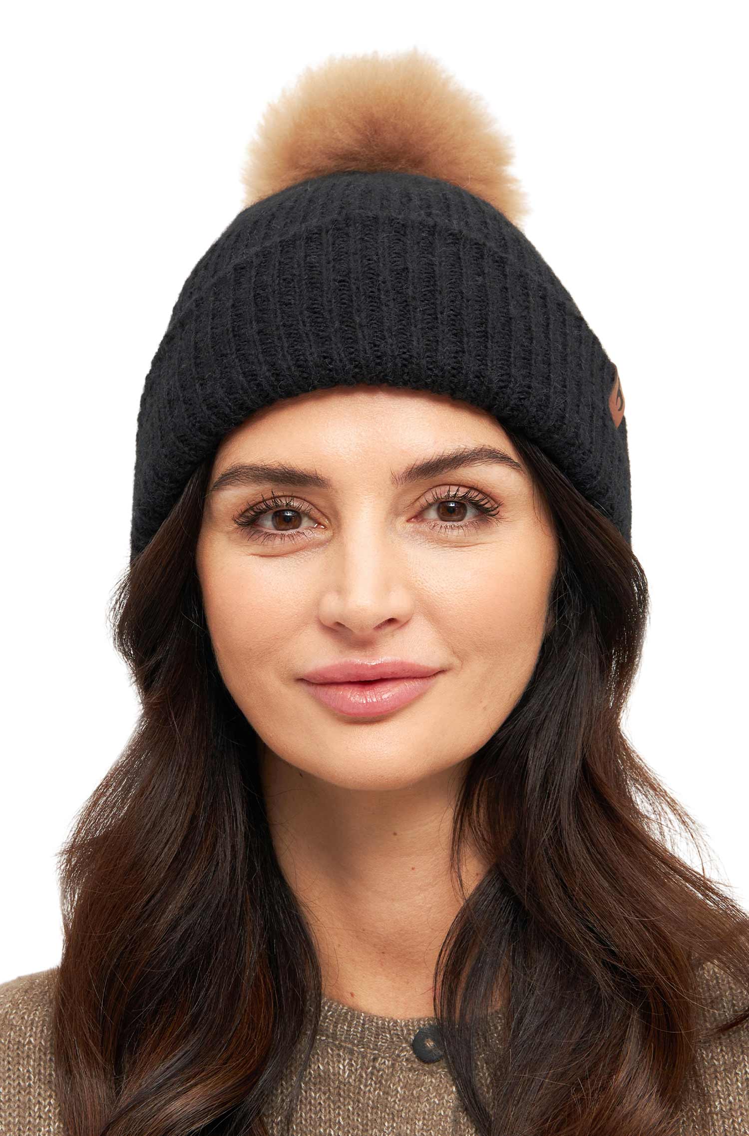 Alpaka Mütze PACA mit Bommel aus Baby Alpaka-Merino-Mix
