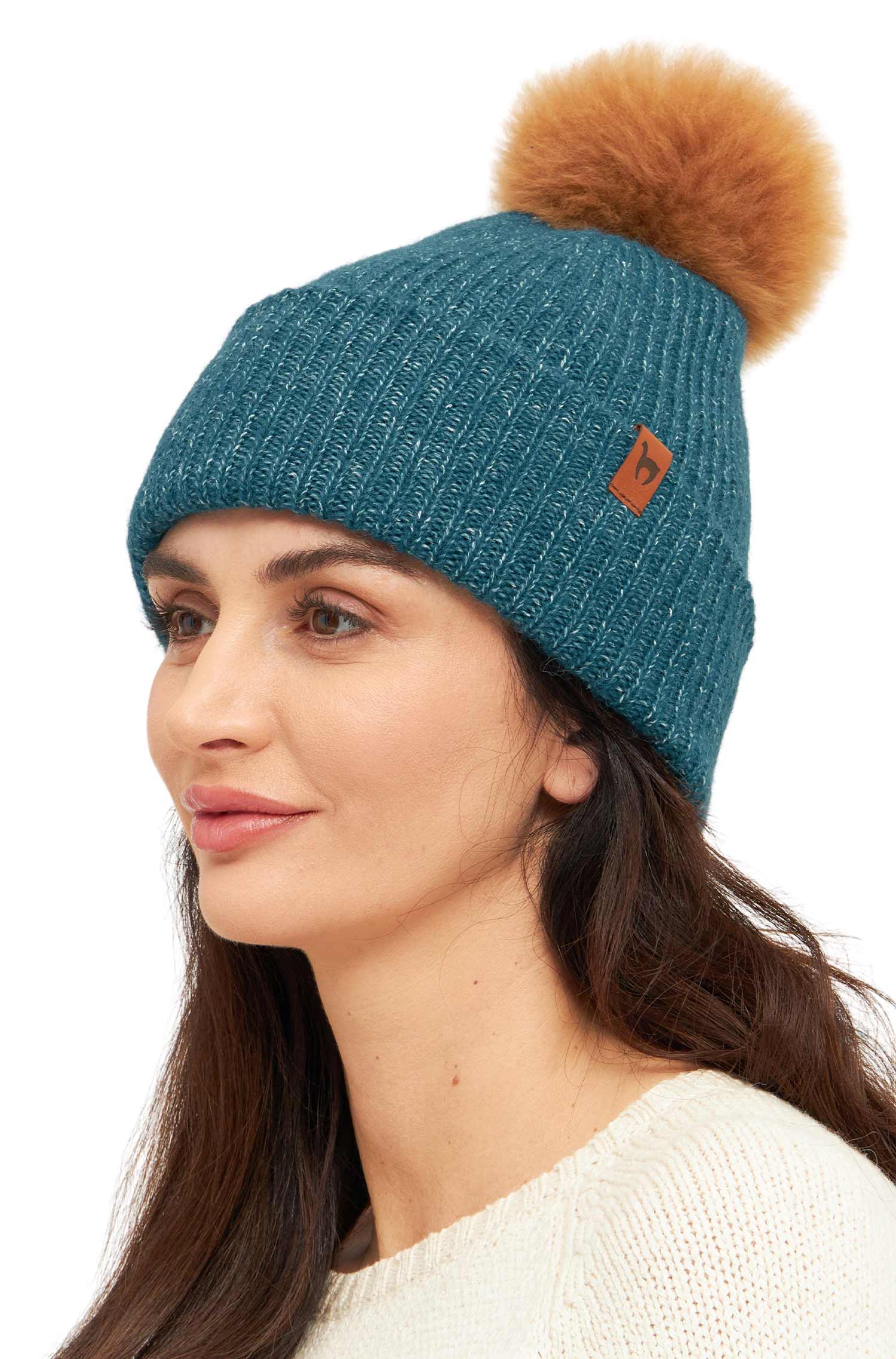 Alpaka Mütze PACA mit Bommel aus Baby Alpaka-Merino-Mix