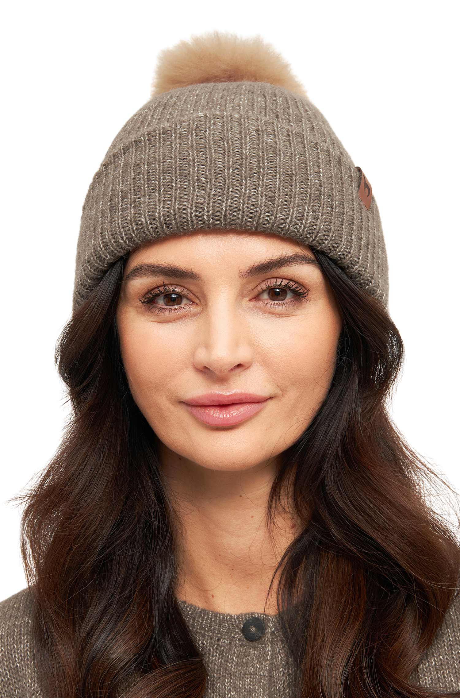 Alpaka Mütze PACA mit Bommel aus Baby Alpaka-Merino-Mix