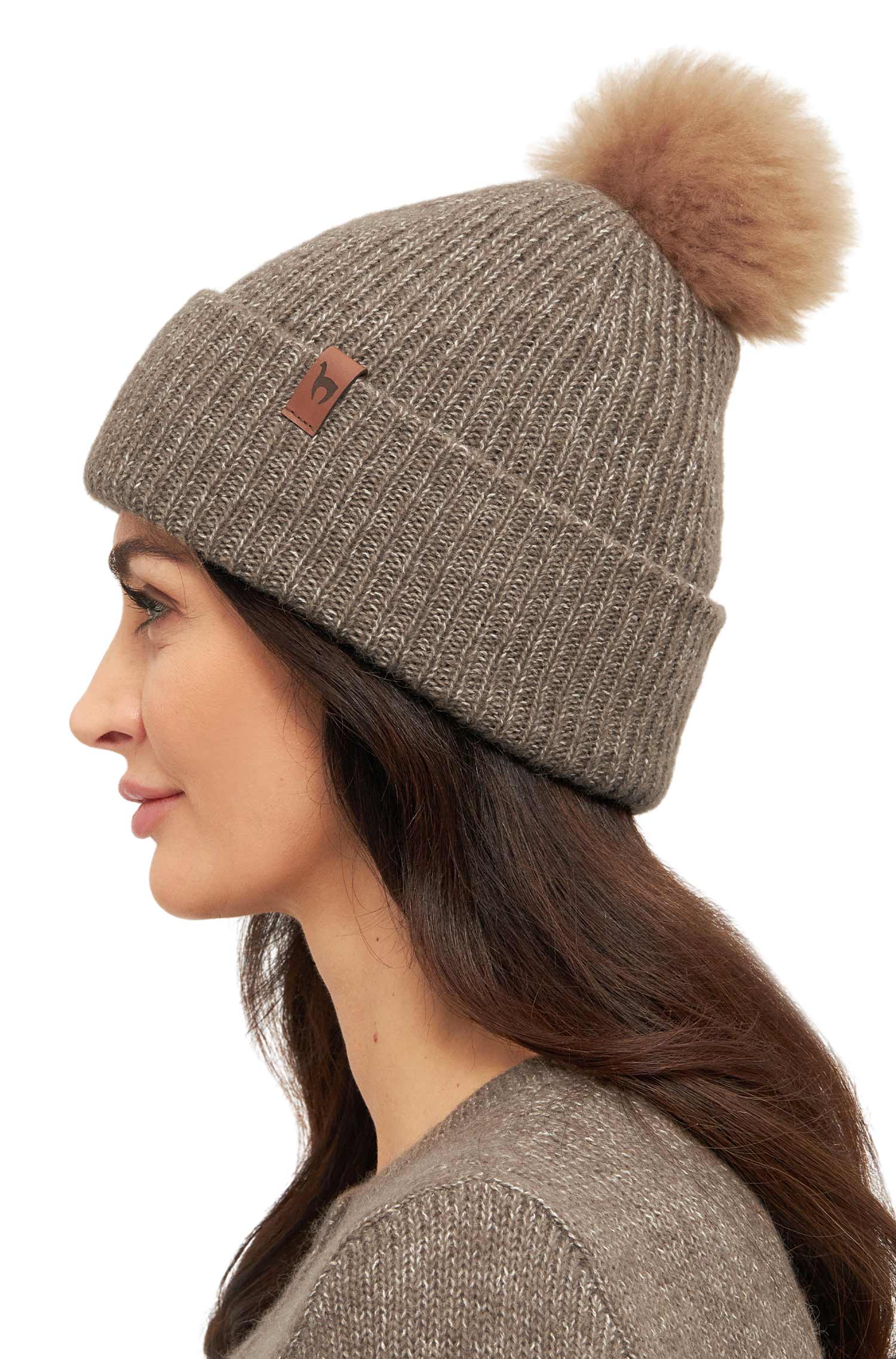 Alpaka Mütze PACA mit Bommel aus Baby Alpaka-Merino-Mix