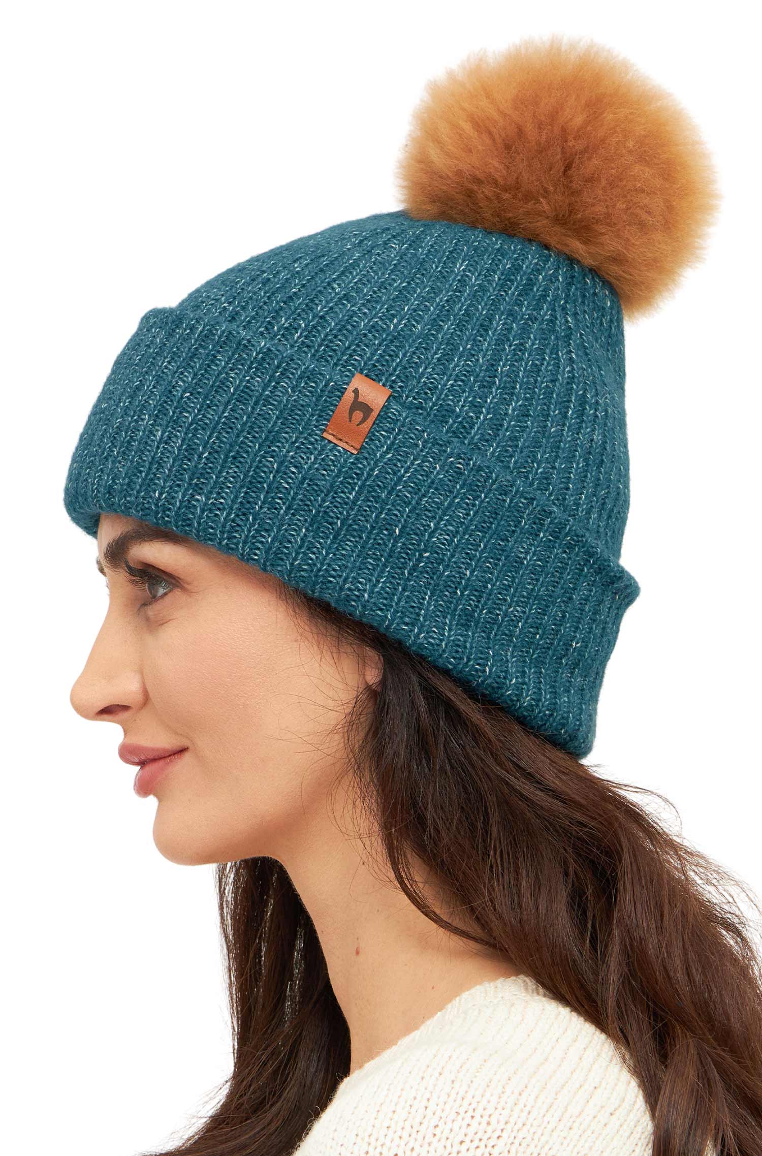 Alpaka Mütze PACA mit Bommel aus Baby Alpaka-Merino-Mix