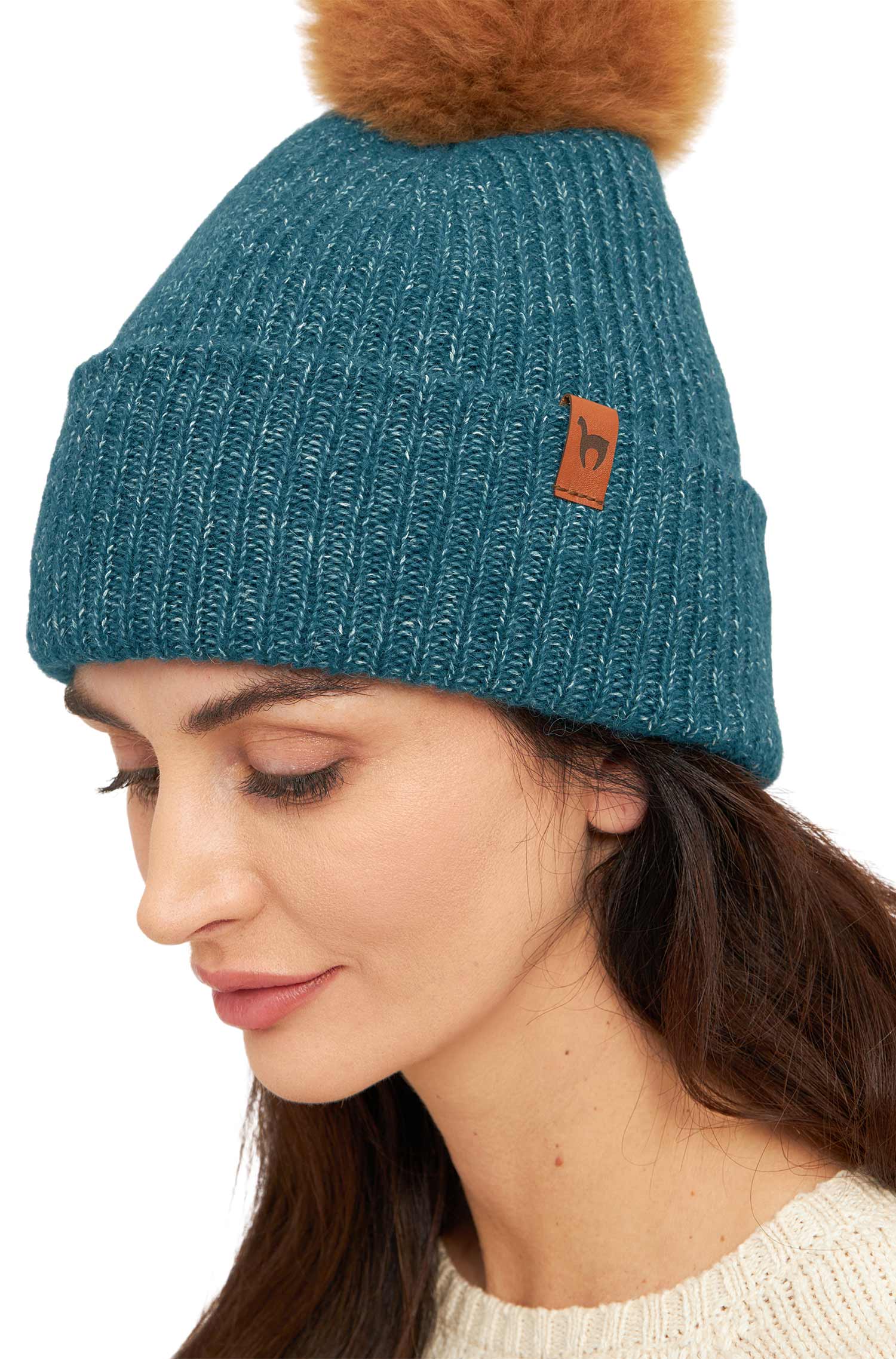 Alpaka Mütze PACA mit Bommel aus Baby Alpaka-Merino-Mix