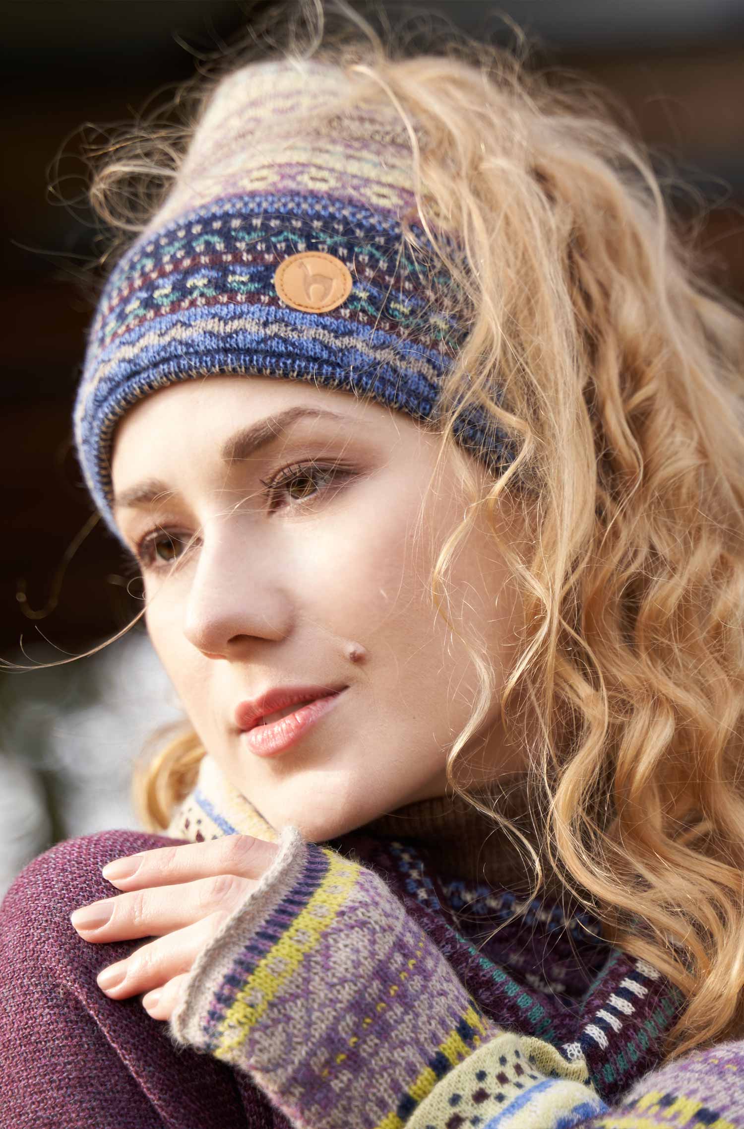 Alpaka Mützen-Stirnband-Schal DILAYA aus 100% Baby Alpaka