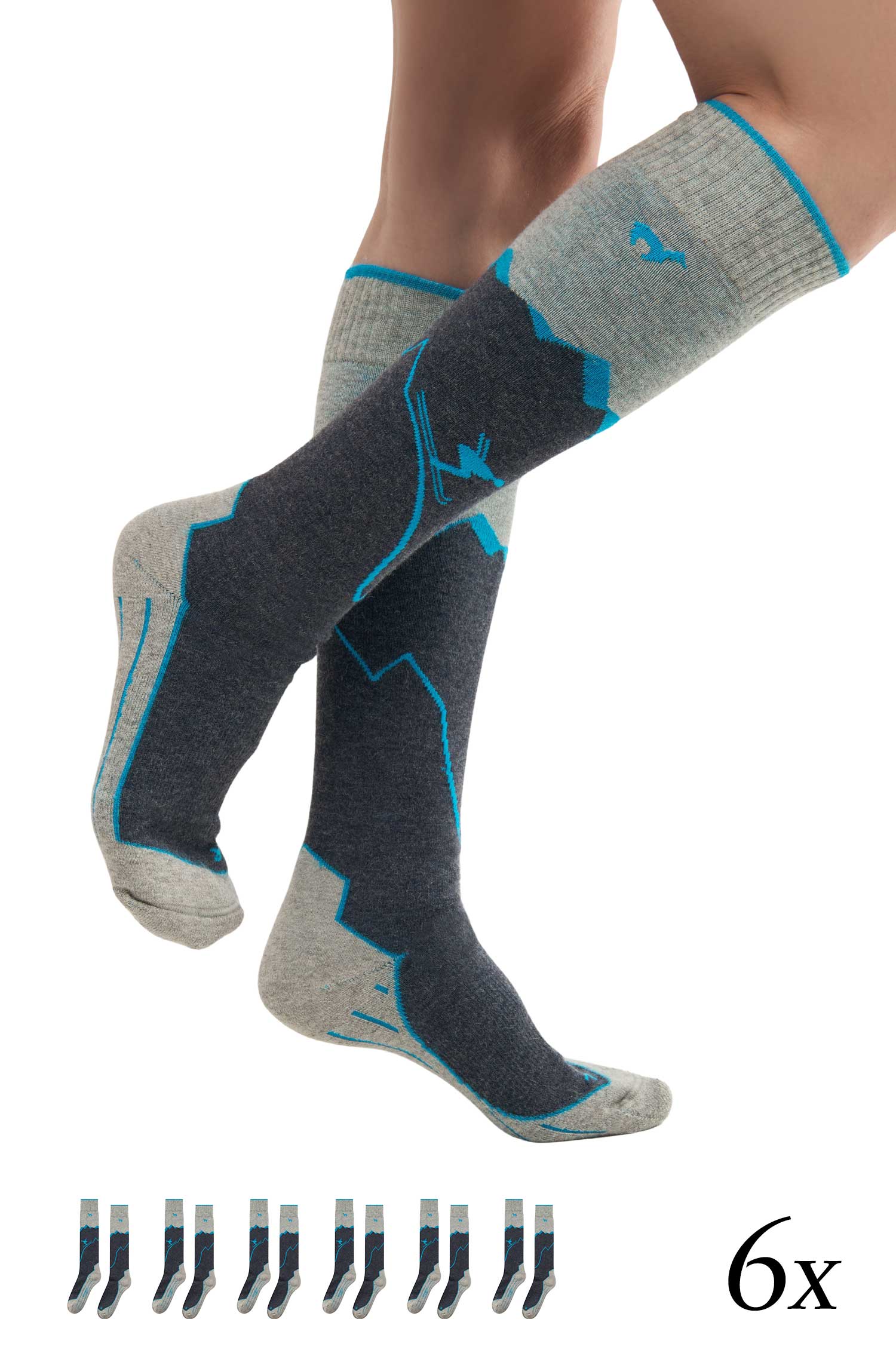 Alpaka Premium SKI- & SPORTSOCKEN 6er Pack aus Baby-Alpaka-Pima-Mix