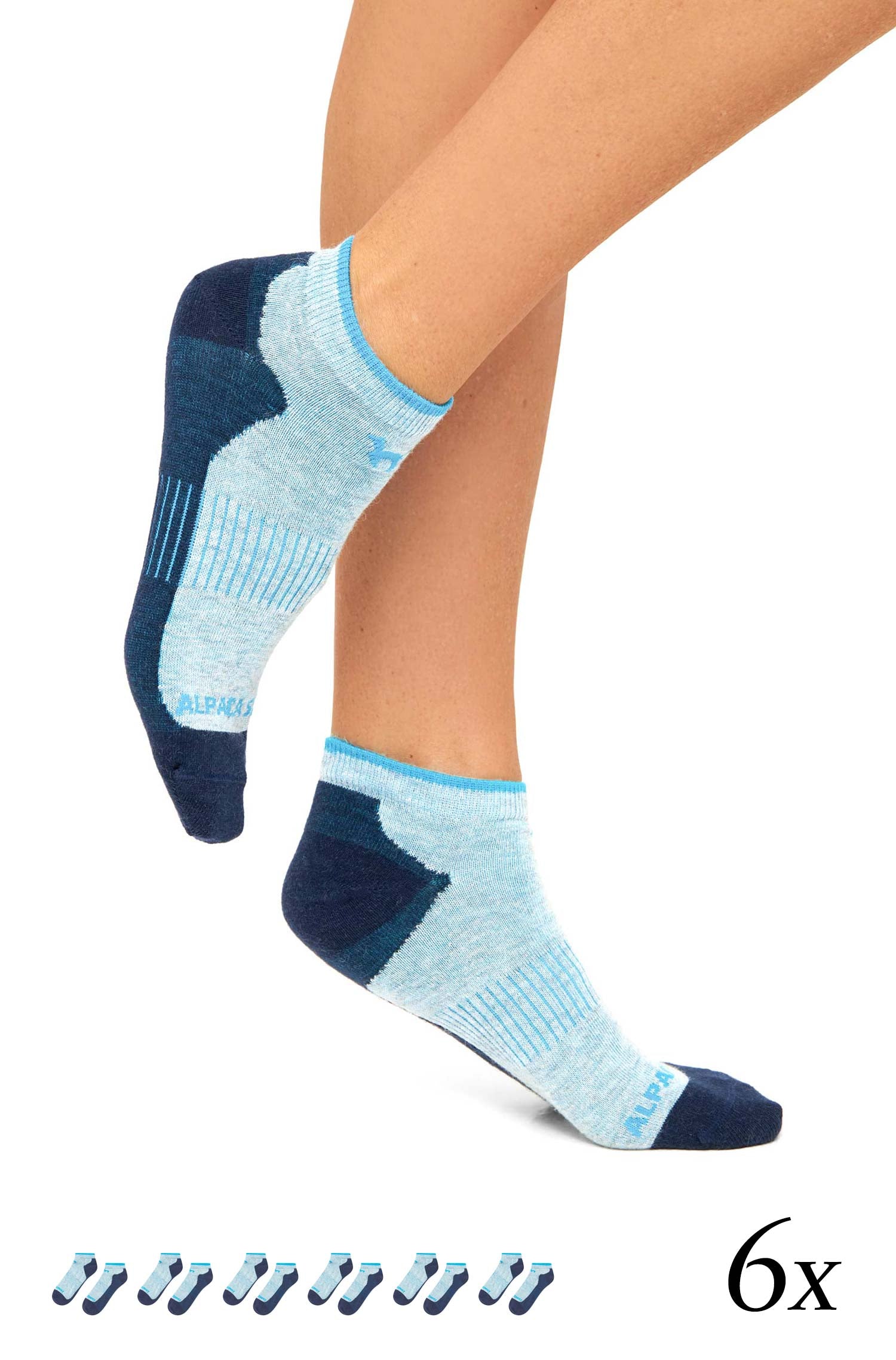 Alpaka Premium SNEAKER-SOCKEN 6er Pack aus Baby-Alpaka-Pima-Mix