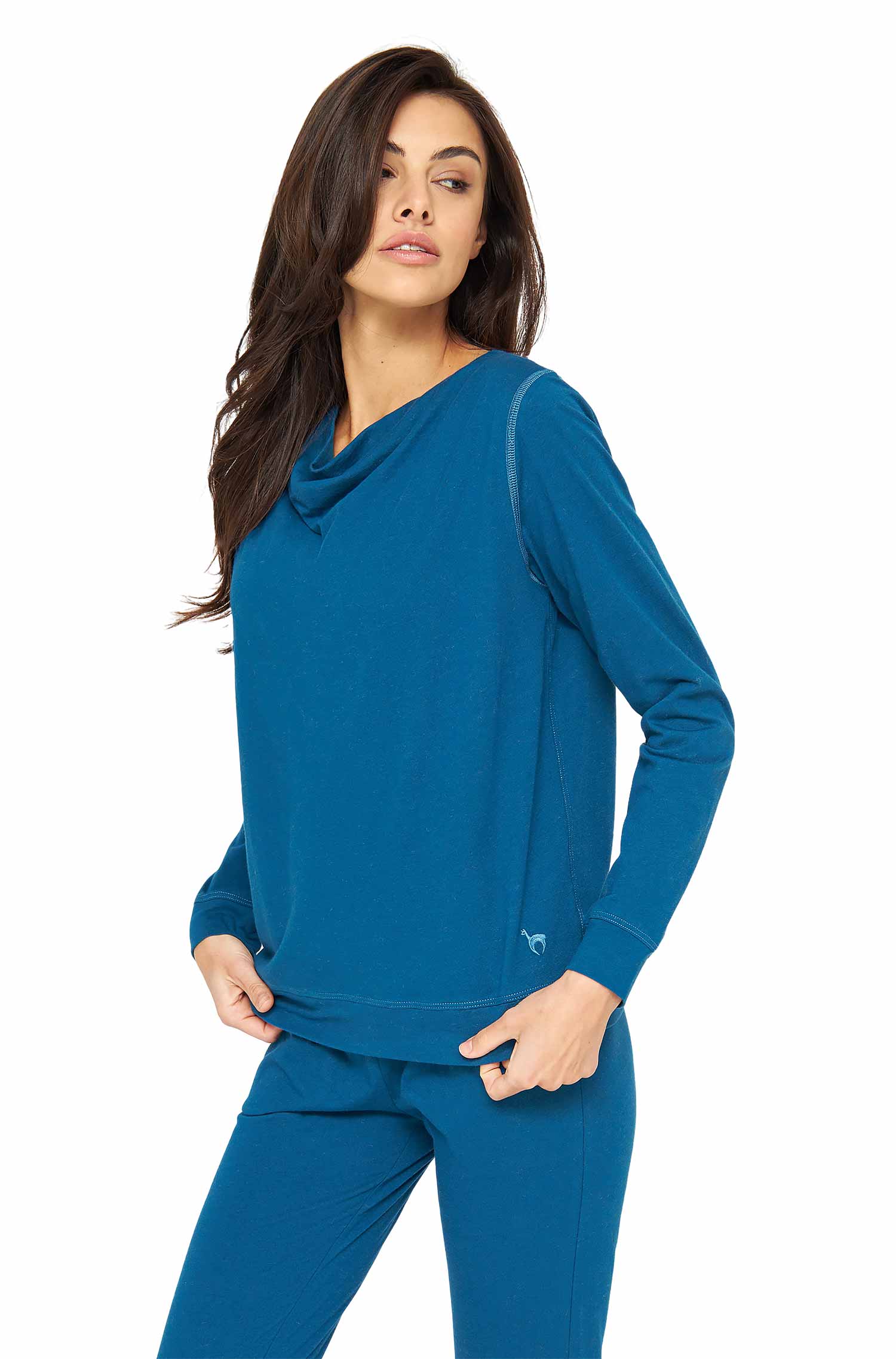 Alpaka Pyjama Damen Oberteil DREAMLINE aus Alpaka-Baumwoll-Mix