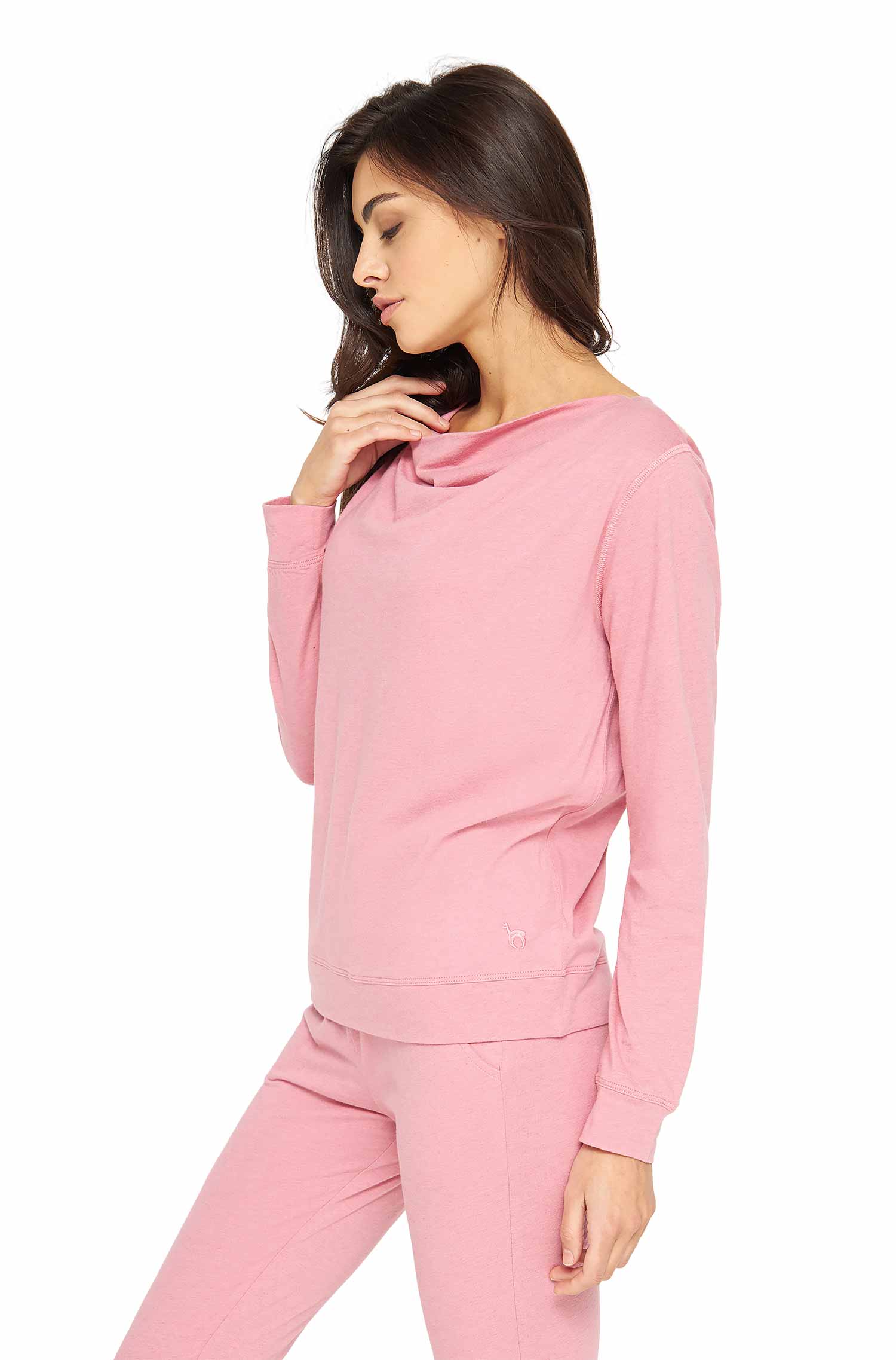 Alpaka Pyjama Damen Oberteil DREAMLINE aus Alpaka-Baumwoll-Mix