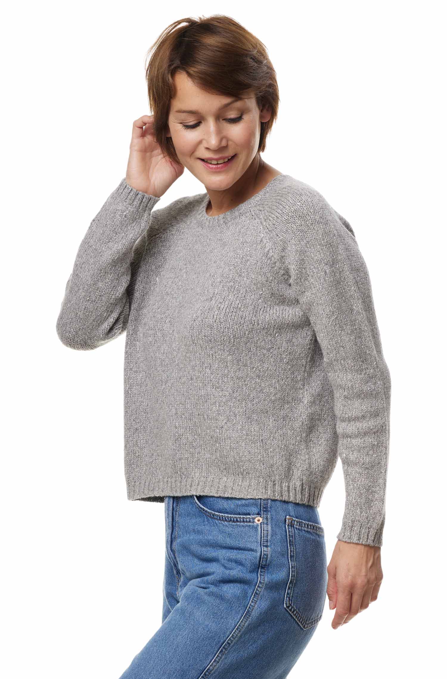 Alpaka Rundhals Pullover ELLA aus Baby Alpaka und Pima Baumwolle