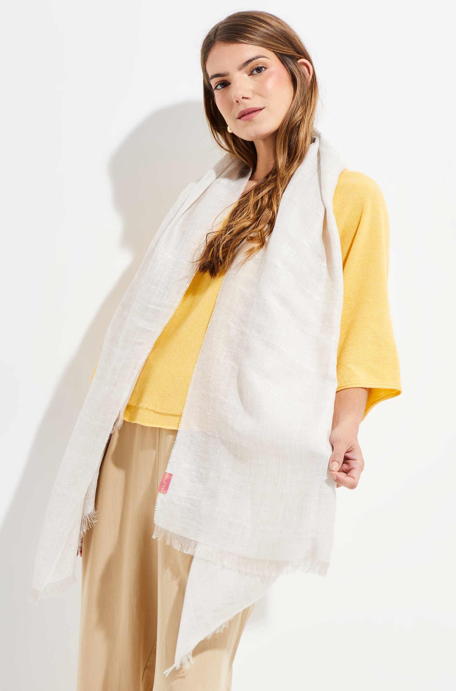 Alpaka Schal YVORY aus Alpaka-Leinen-Seide-Mix