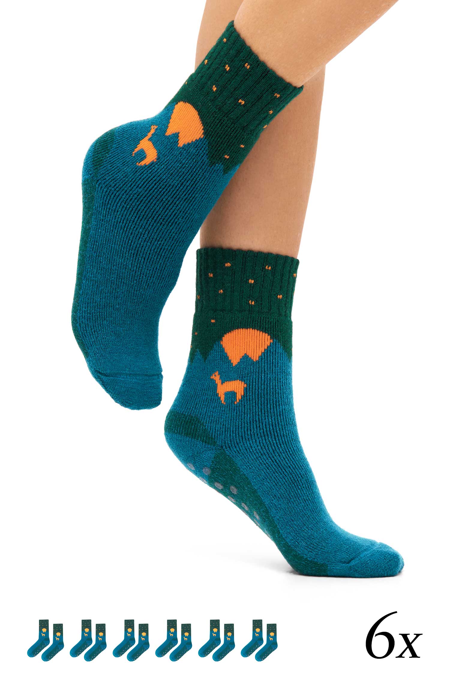 Alpaka Socken ABS 6er Pack mit 52% Alpaka & 35% Wolle