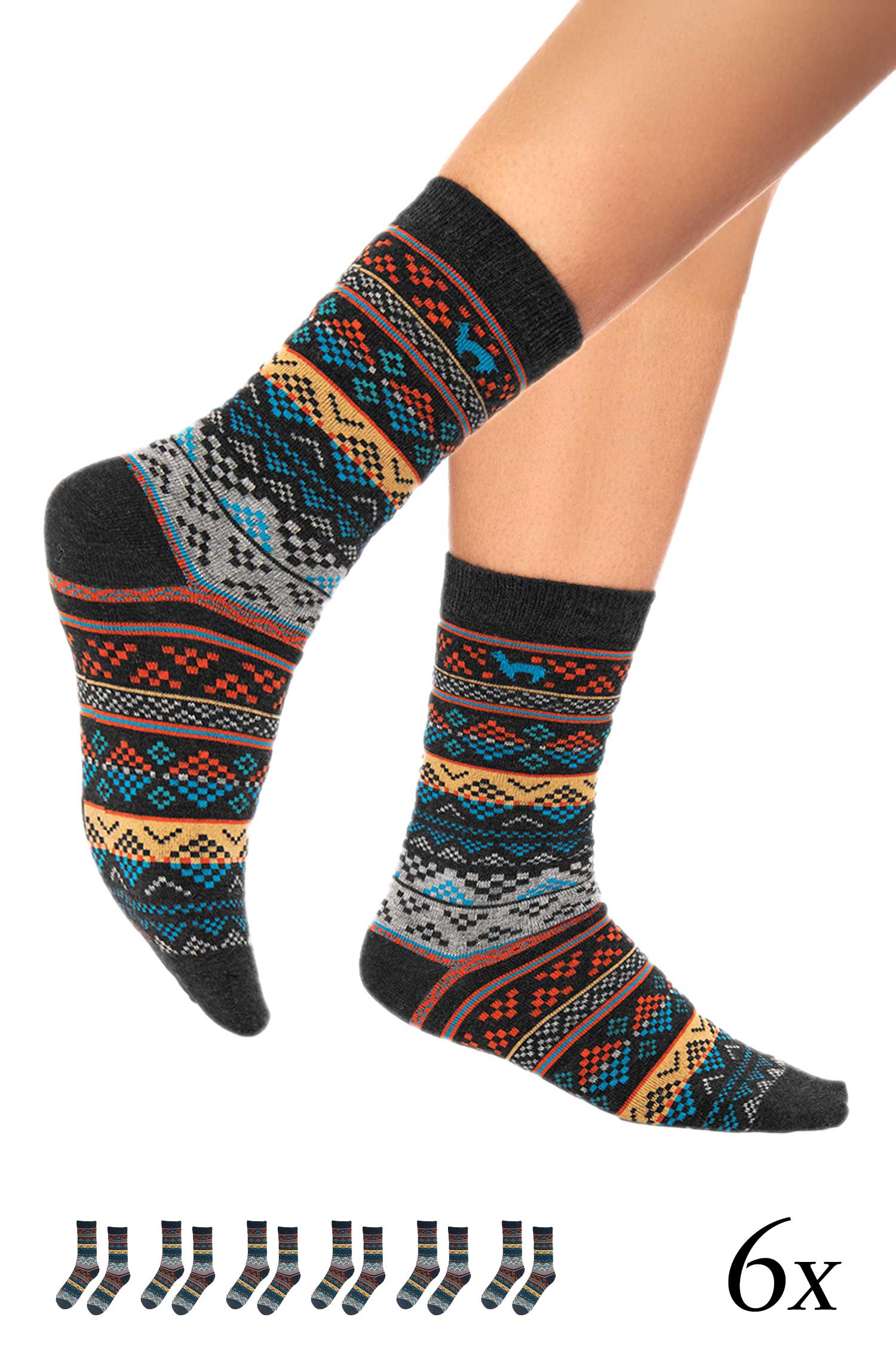 Alpaka Socken INKA 6er Pack aus 70% Baby Alpaka & 25% Pima Baumwolle