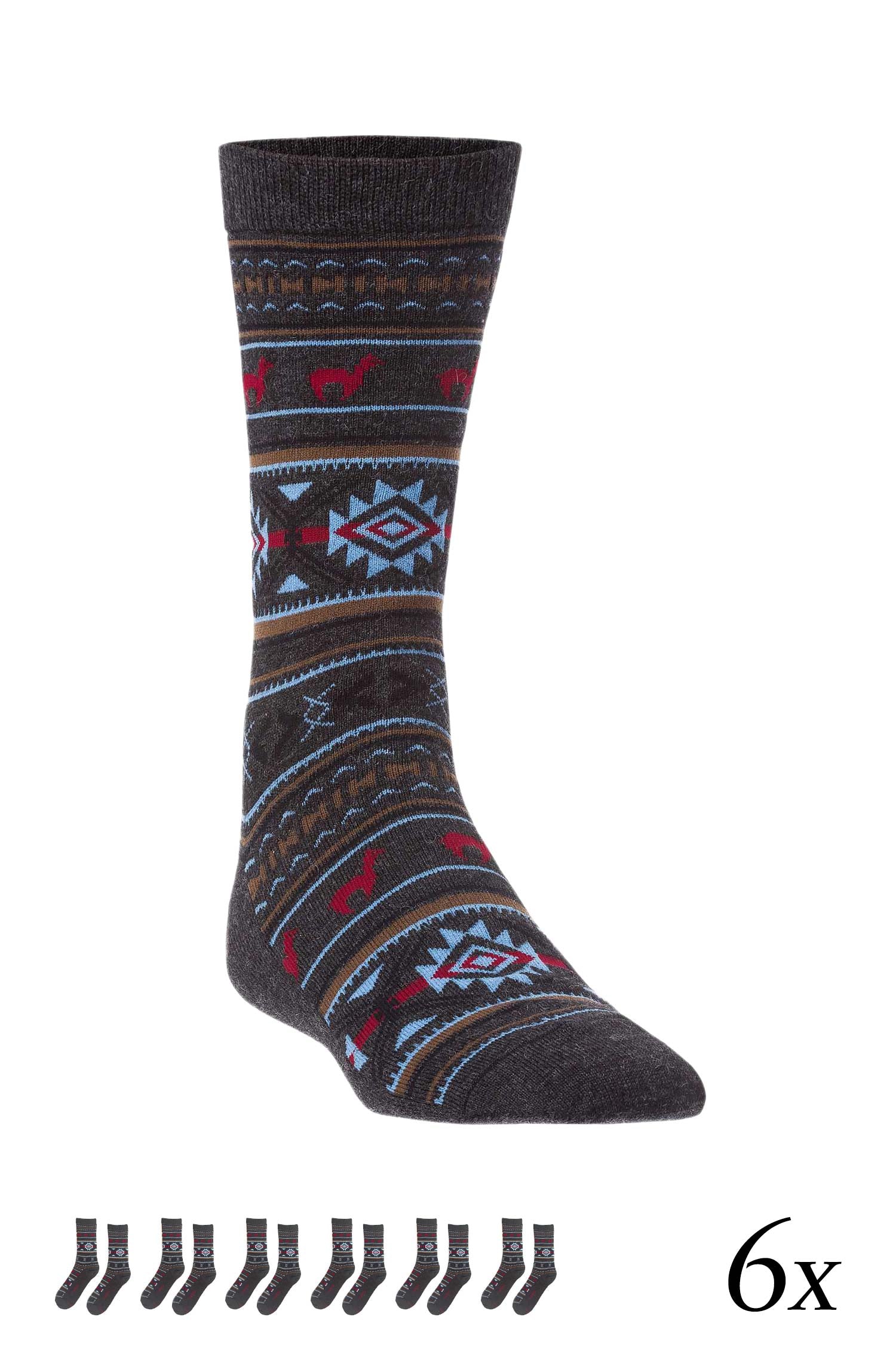 Alpaka Socken JACQUARD 6er Pack aus 70% Baby Alpaka und 25% Pima Baumwolle